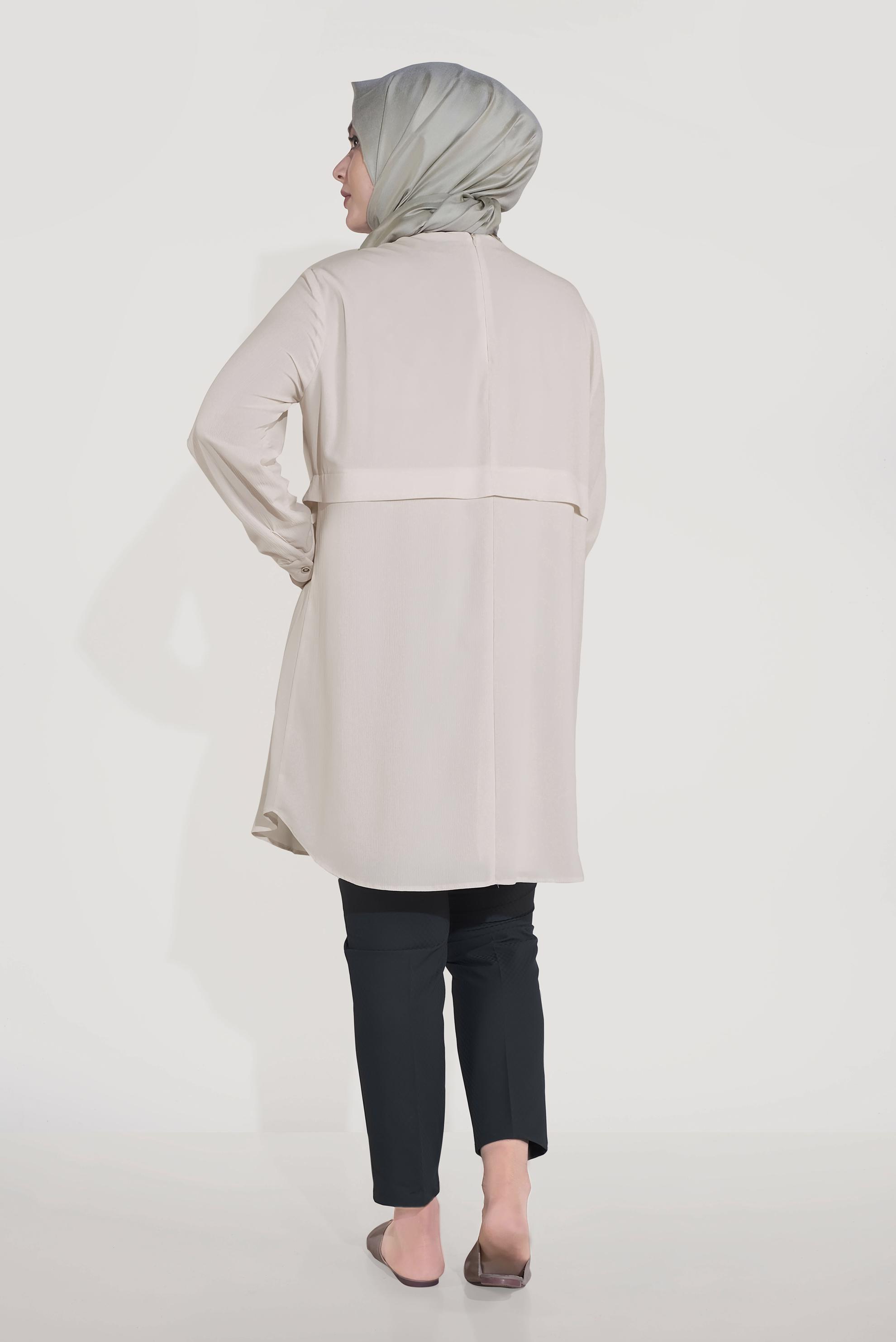 Tesettür giyim EKRU DÜZ TESETTÜR TUNİK 20032