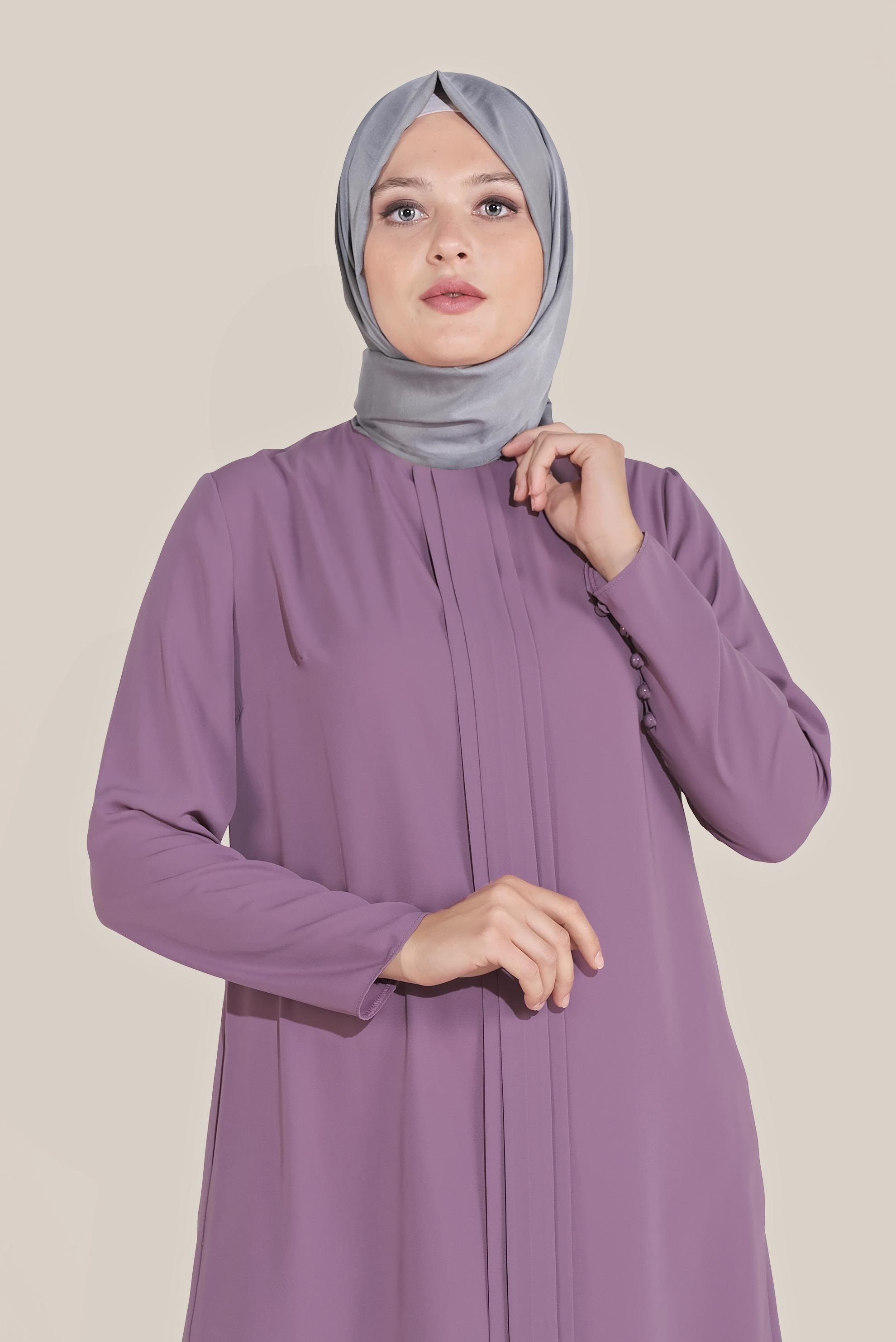 Hijab clothing PURPLE CREW-NECK CHIFFON TUNIC 20035 