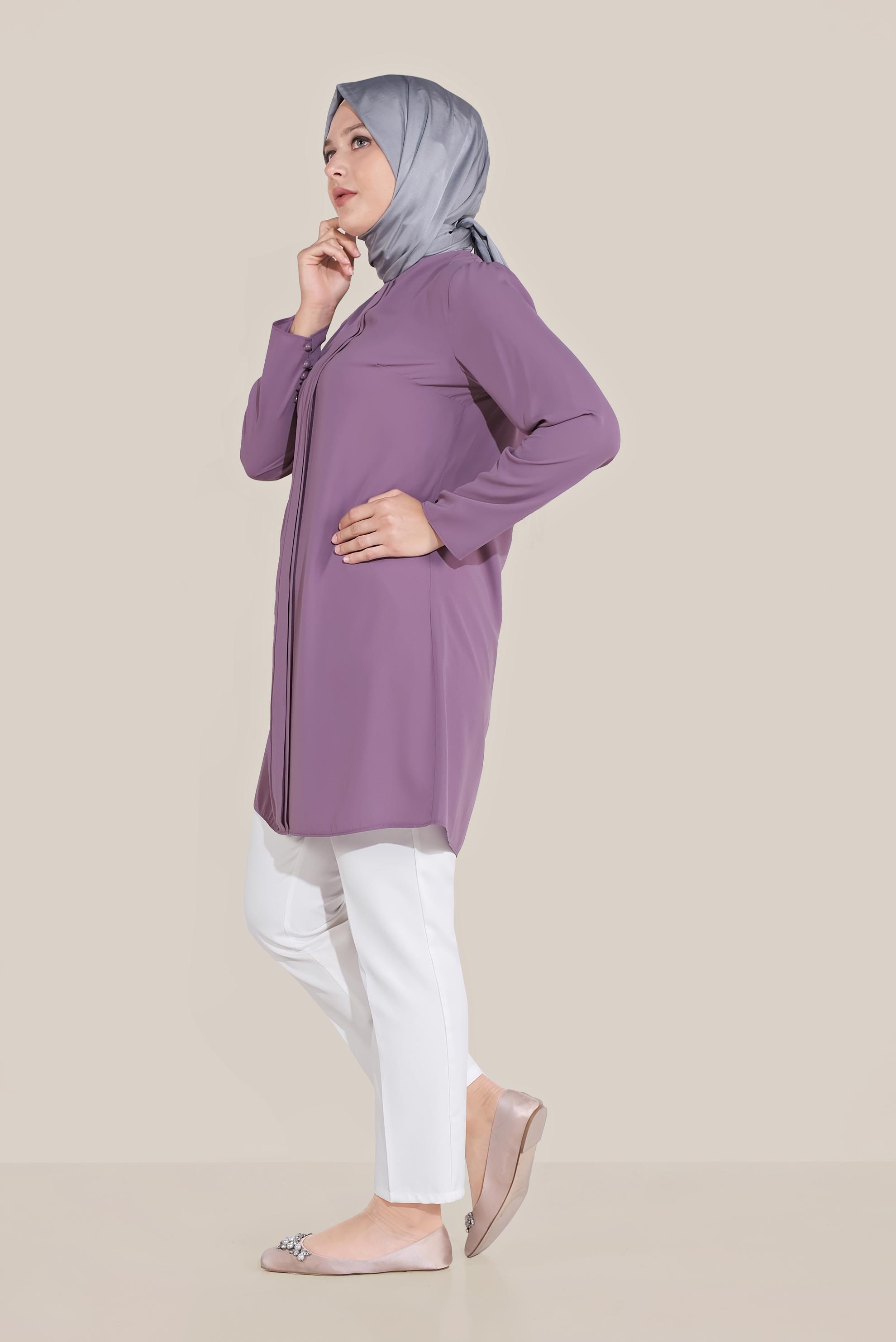 Hijab clothing PURPLE CREW-NECK CHIFFON TUNIC 20035 