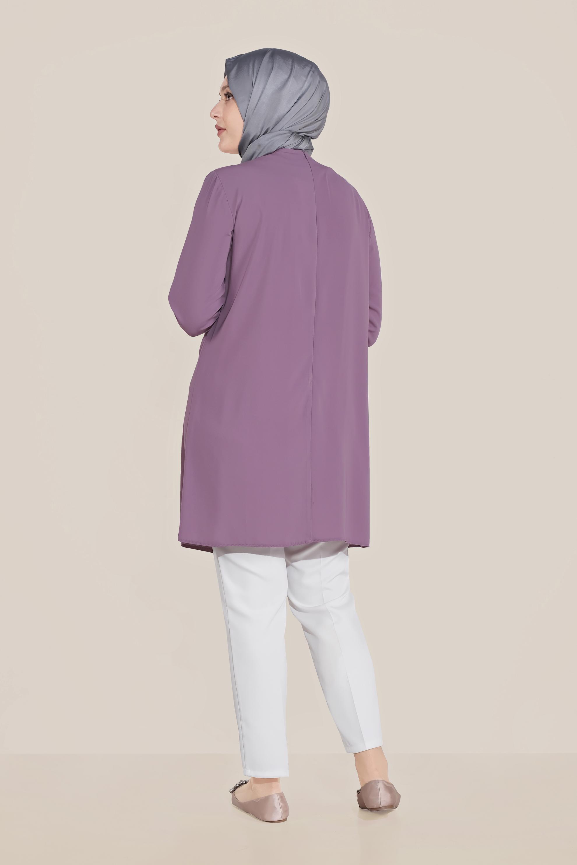 Hijab clothing PURPLE CREW-NECK CHIFFON TUNIC 20035 