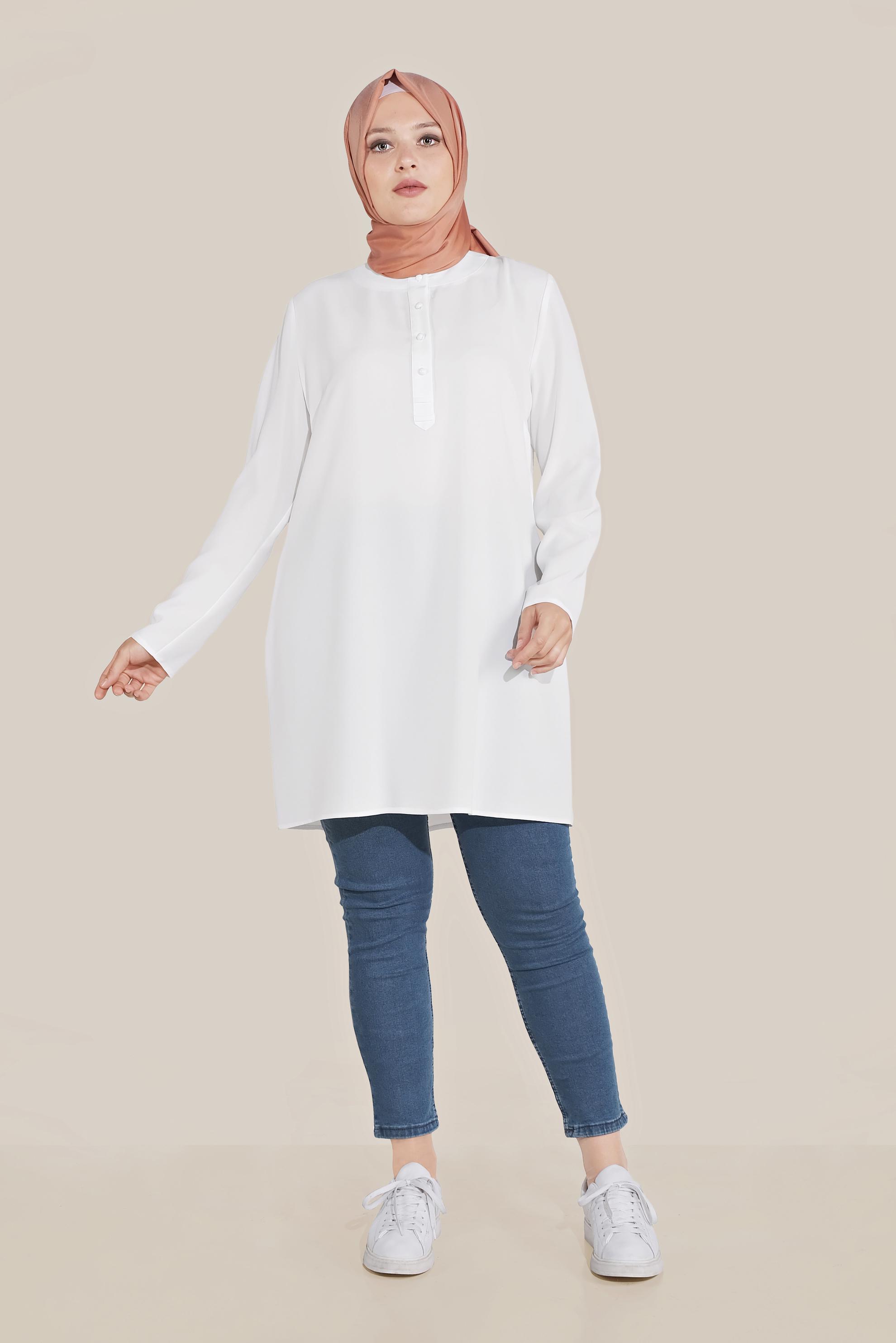 Vêtements hijab BLANC 20040 44251 TUNİK 44/50 TEK42
