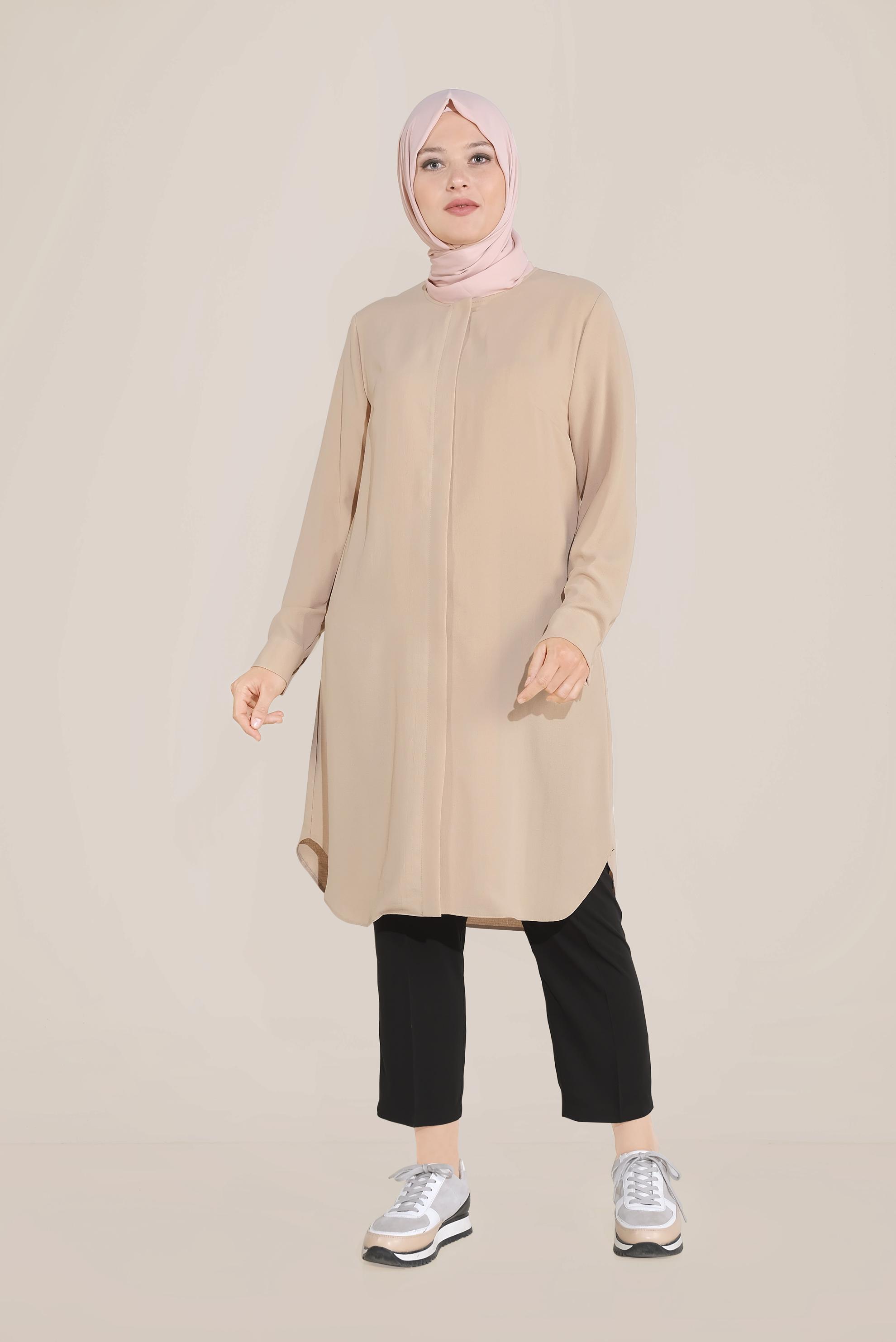 Hijab clothing BEIGE 20041 44402 TUNİK 44/50 TEK42