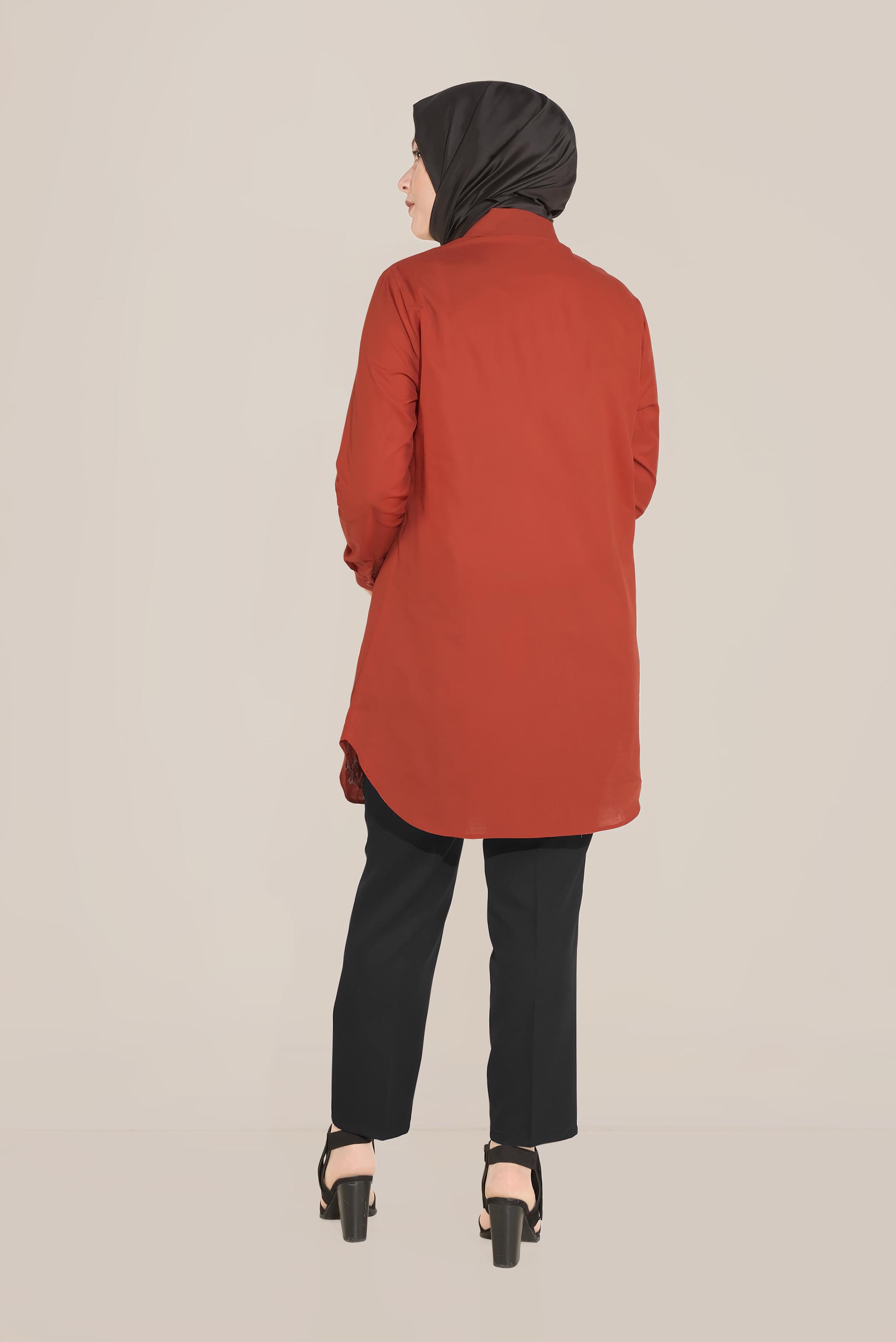 Hijab clothing ORANGE COTTON EMBROIDERED TUNIC 20045