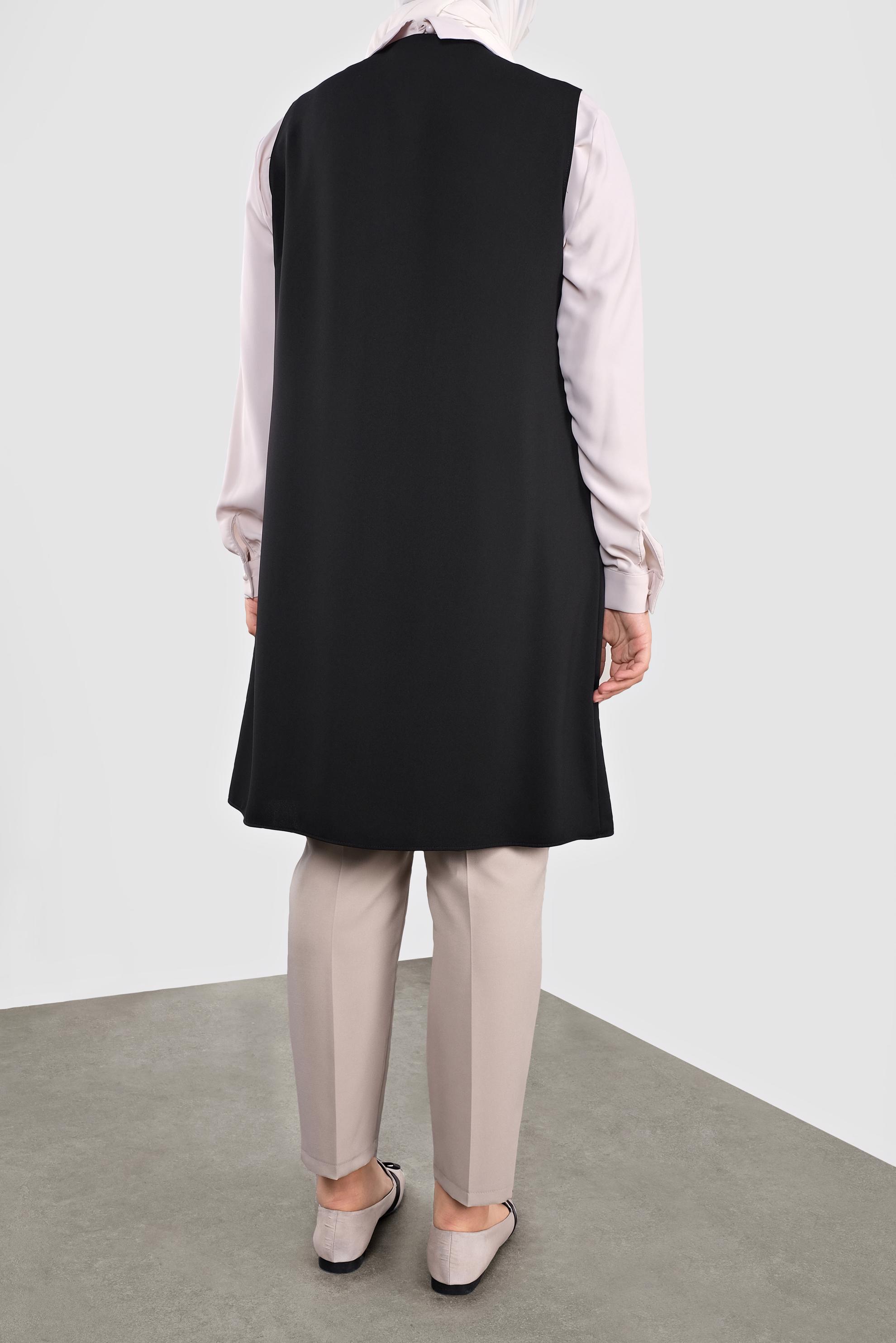 Tesettür giyim SİYAH BONCUKLU İKİLİ TUNİK 20051 