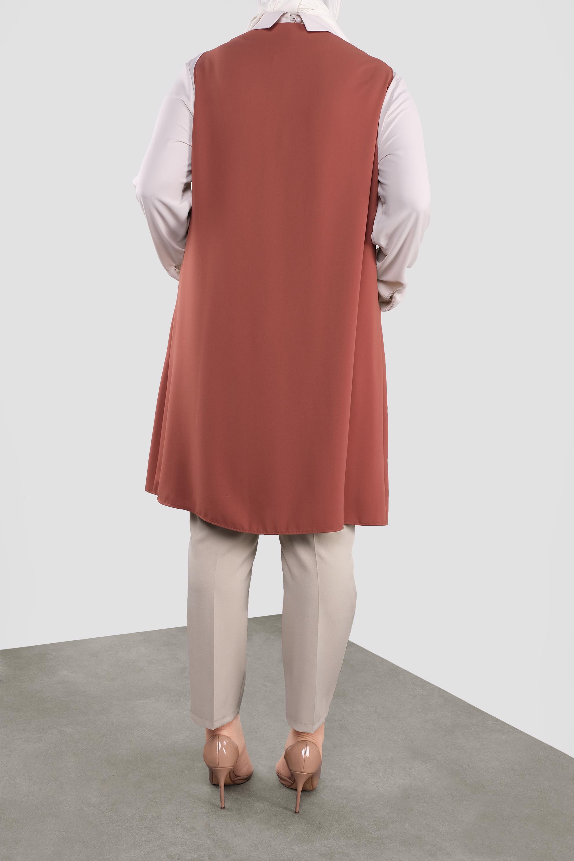 Tesettür giyim TURUNCU BONCUKLU İKİLİ TUNİK 20051 