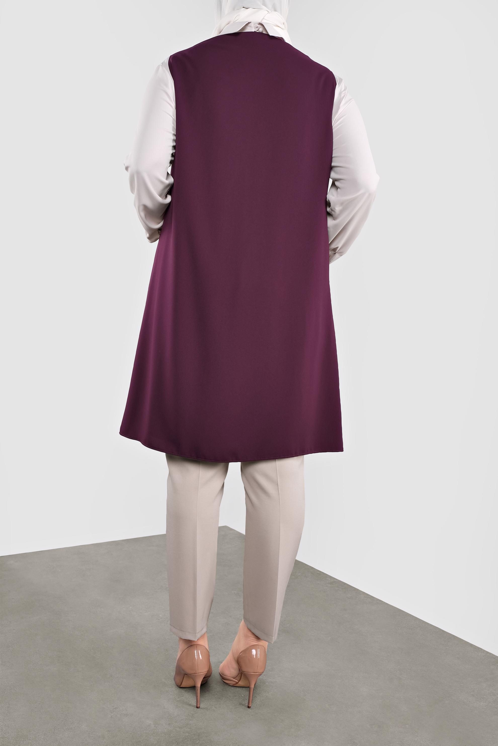 Tesettür giyim BORDO BONCUKLU İKİLİ TUNİK 20051 