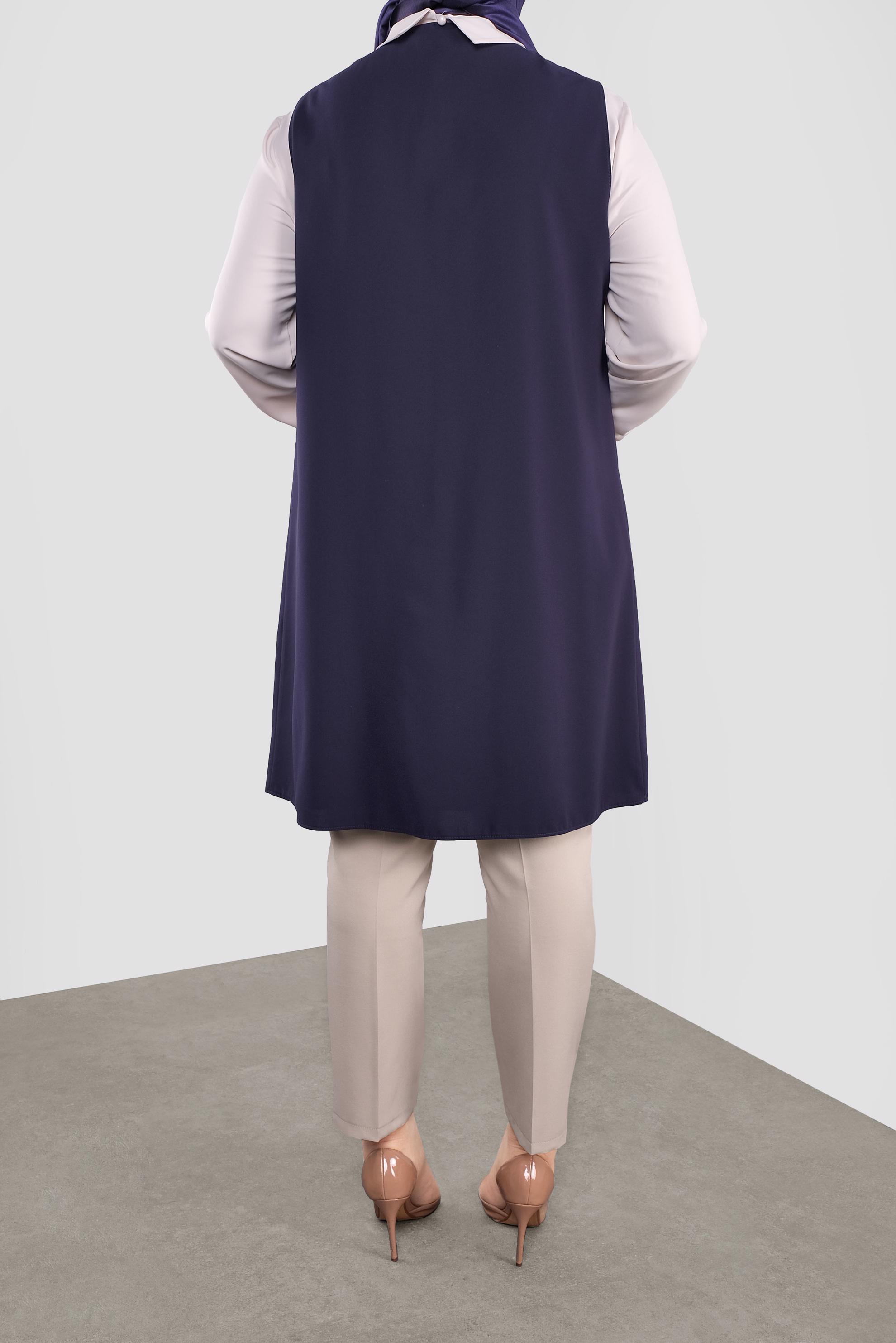 Tesettür giyim LACİVERT BONCUKLU İKİLİ TUNİK 20051 