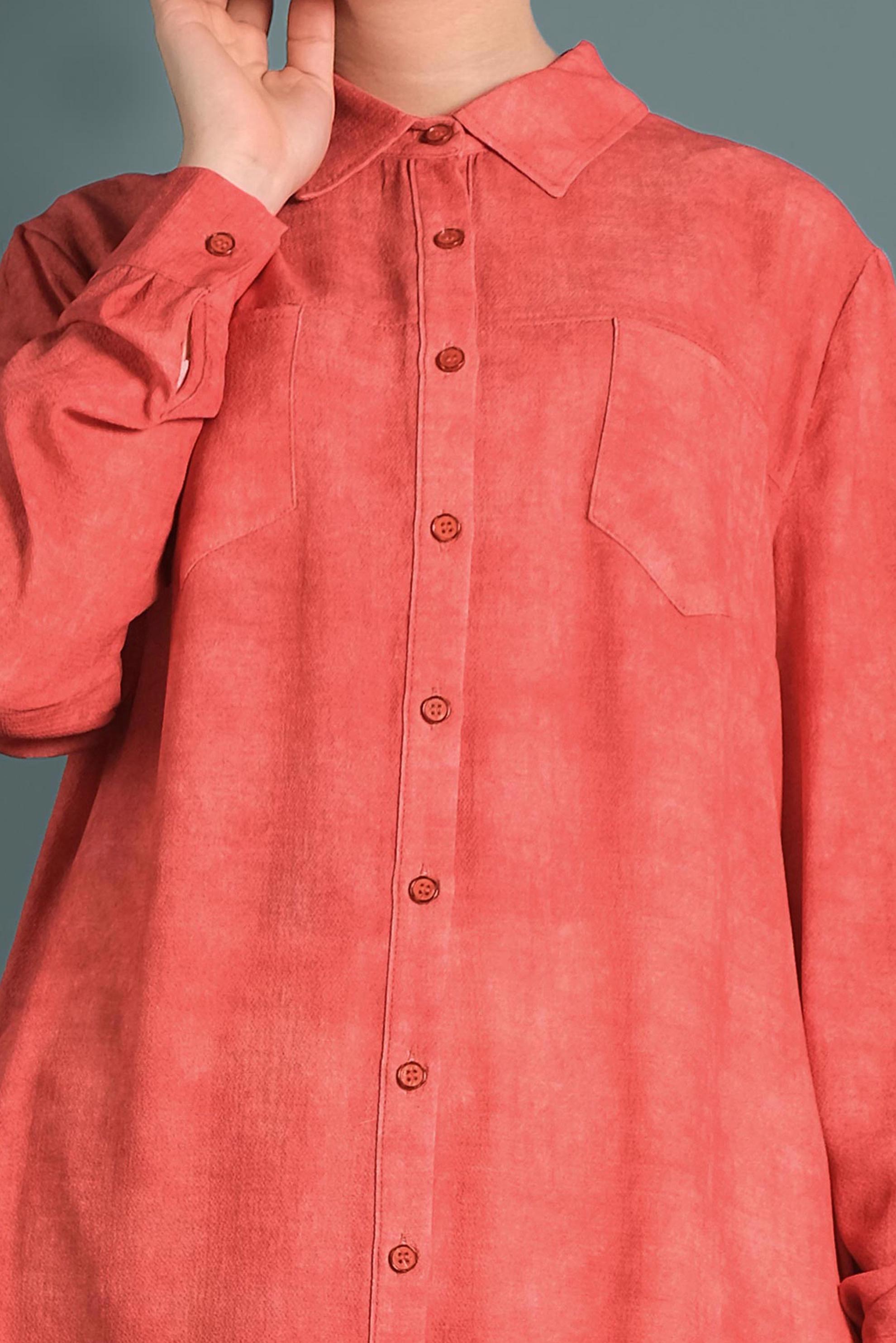 Tesettür giyim TURUNCU ERKEK YAKA DESENLİ TUNİK 2870