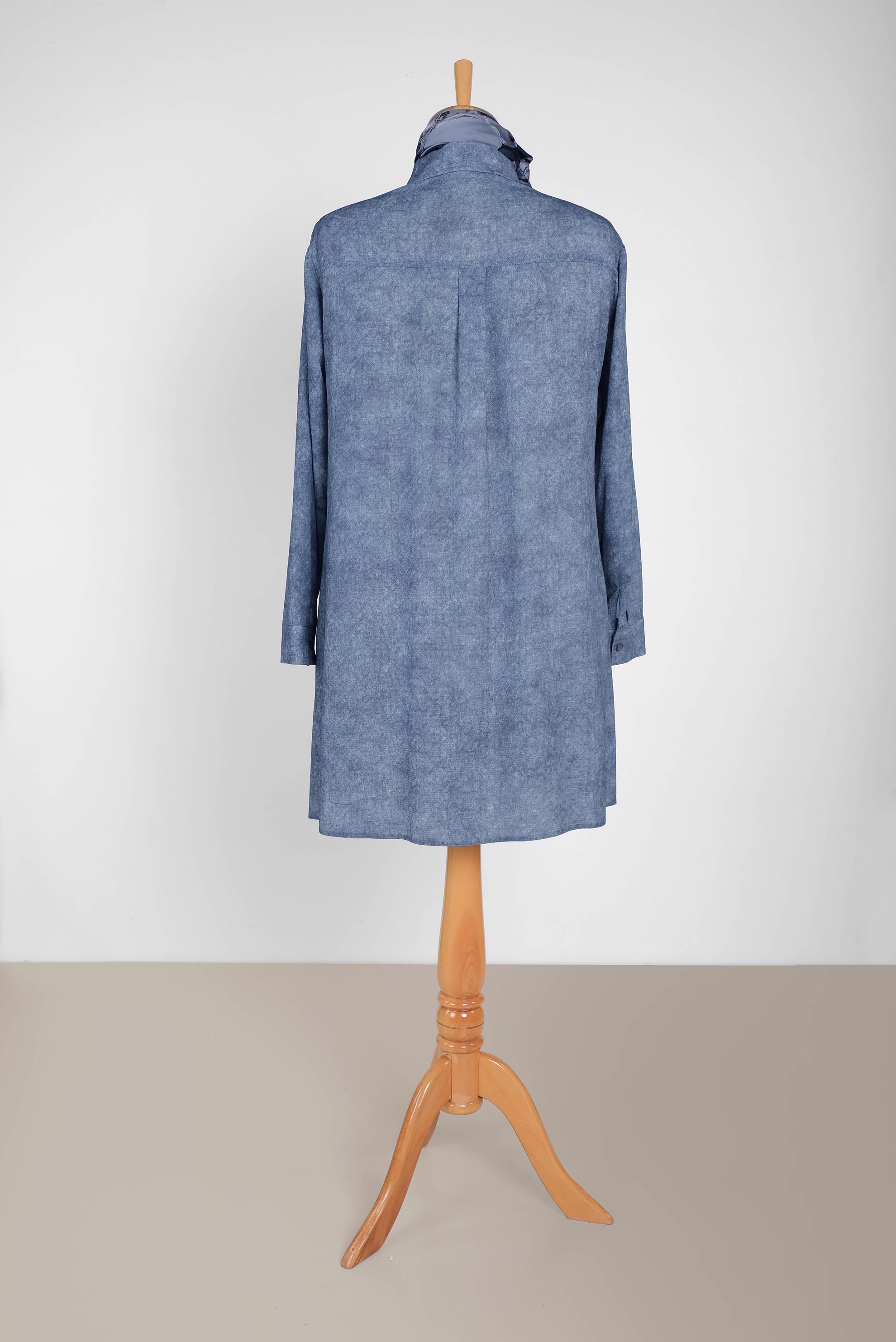 Tesettür giyim LACİVERT ERKEK YAKA DESENLİ TUNİK 2870