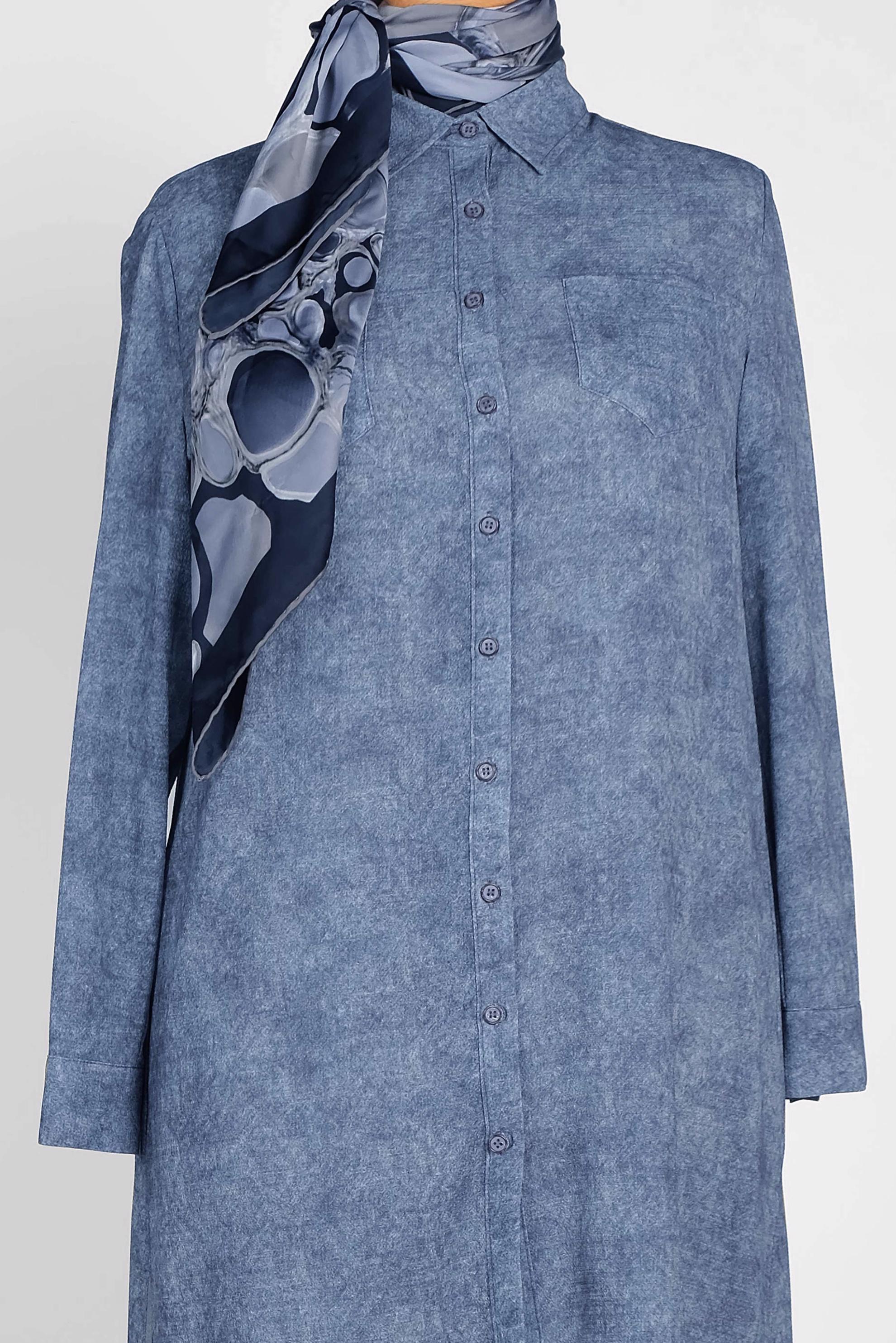 Tesettür giyim LACİVERT ERKEK YAKA DESENLİ TUNİK 2870