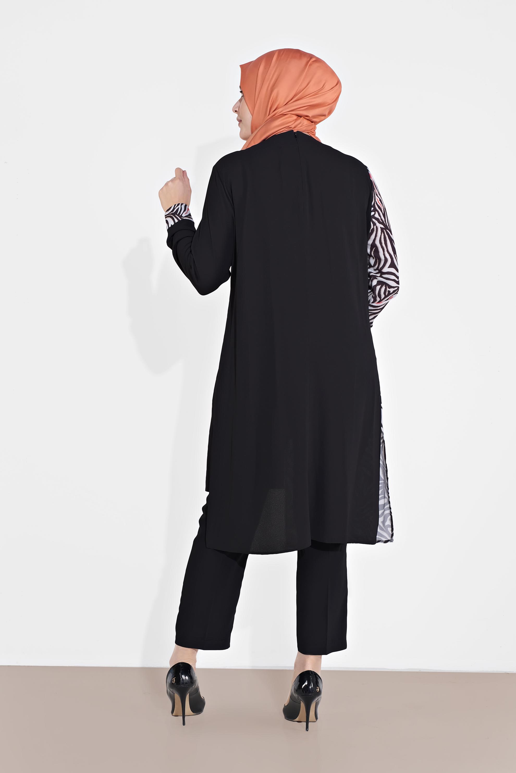 Tesettür giyim KIRMIZI DESENLİ TUNİK 2874 