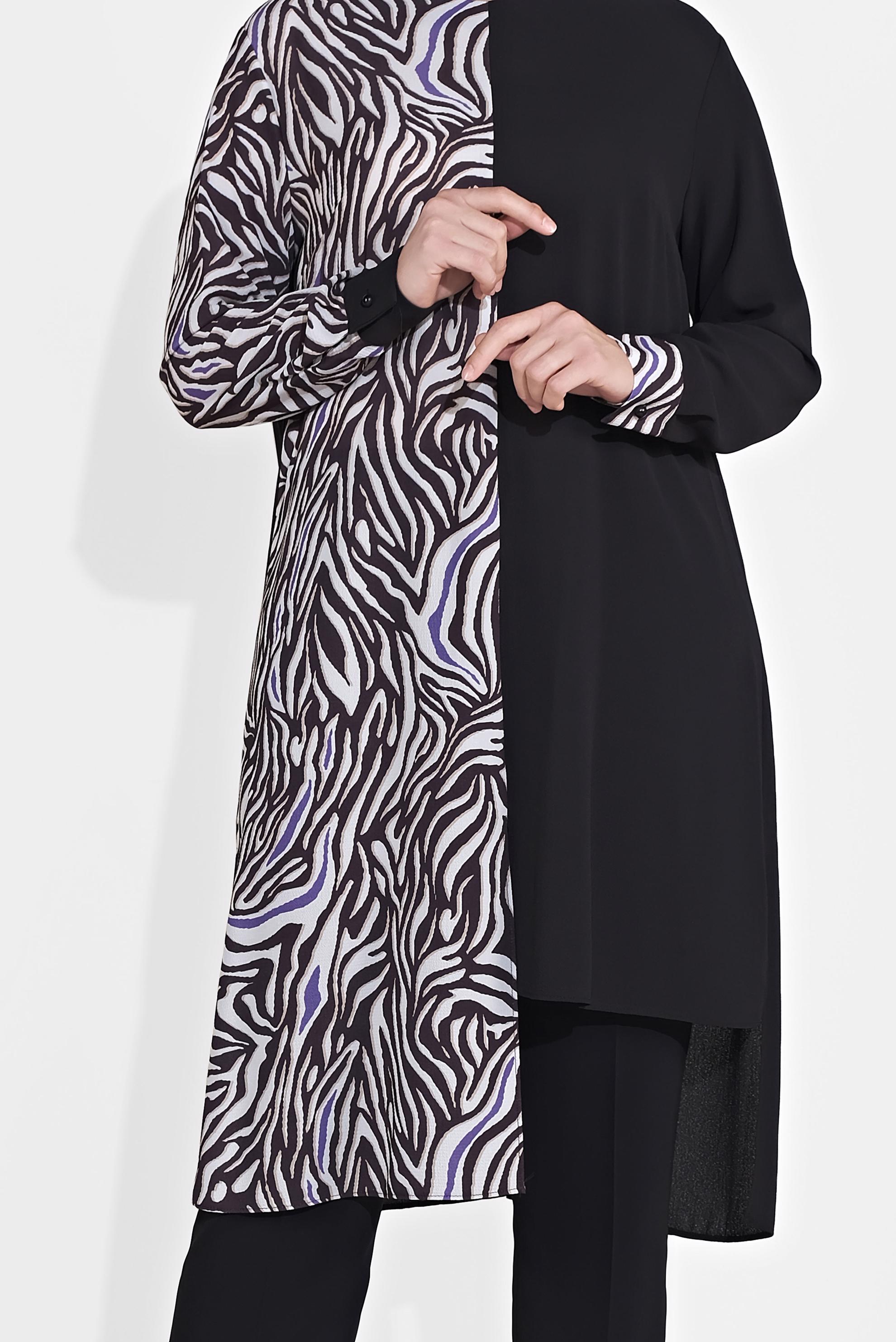 Tesettür giyim MOR DESENLİ TUNİK 2874 