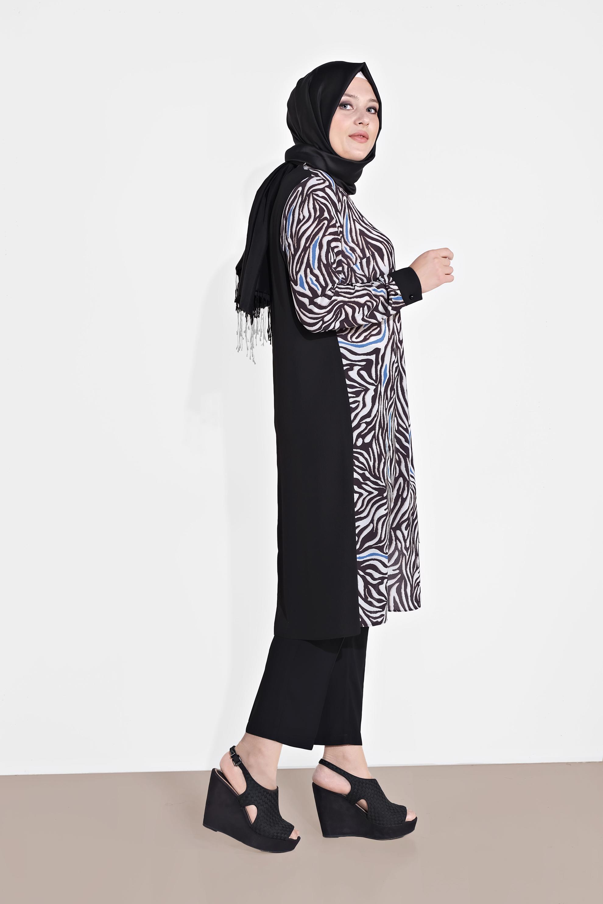 Tesettür giyim LACİVERT DESENLİ TUNİK 2874 