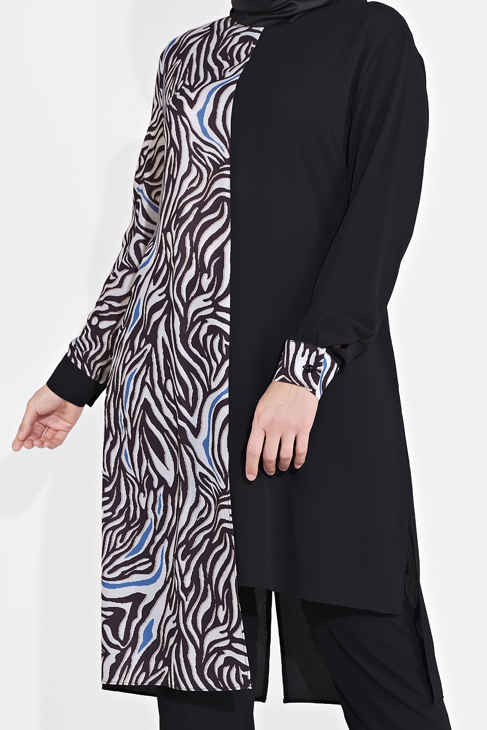 Tesettür giyim LACİVERT DESENLİ TUNİK 2874 