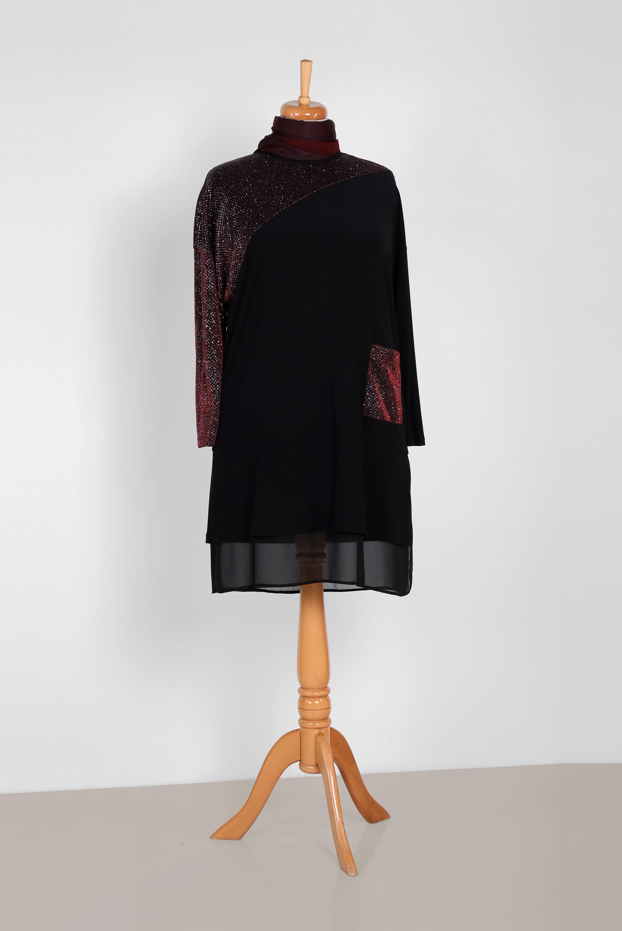 Tesettür giyim SİYAH SİMLİ TUNİK 2881