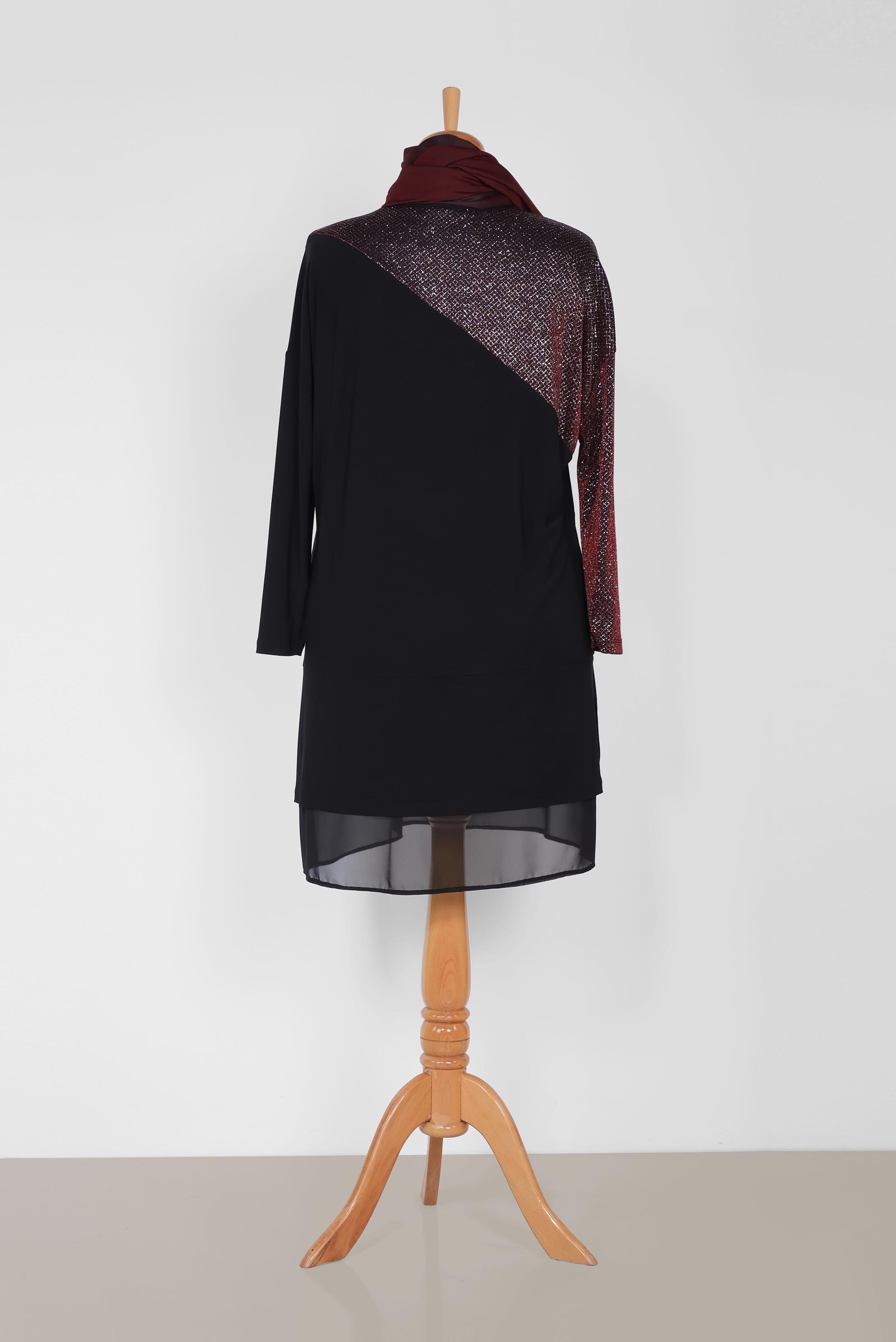 Tesettür giyim SİYAH SİMLİ TUNİK 2881