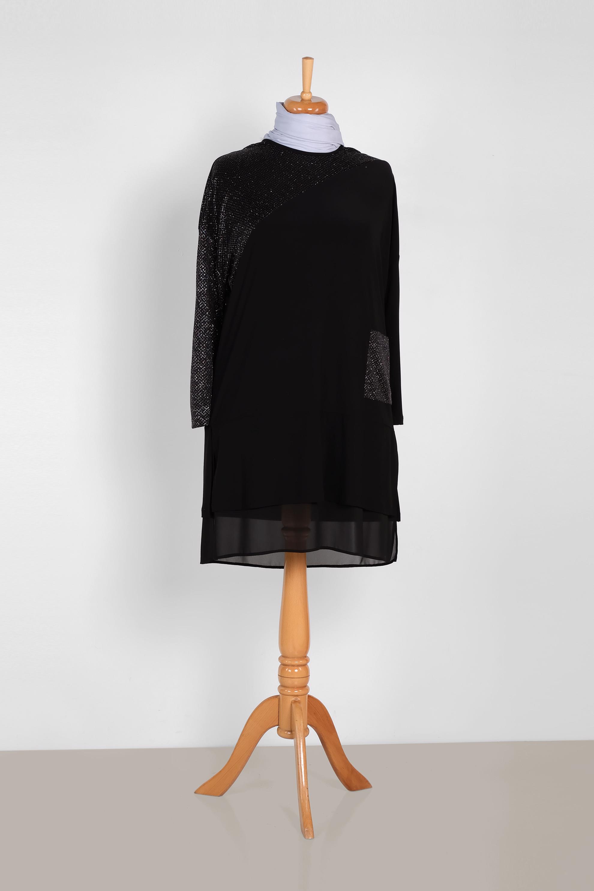 Tesettür giyim SİYAH SİMLİ TUNİK 2881