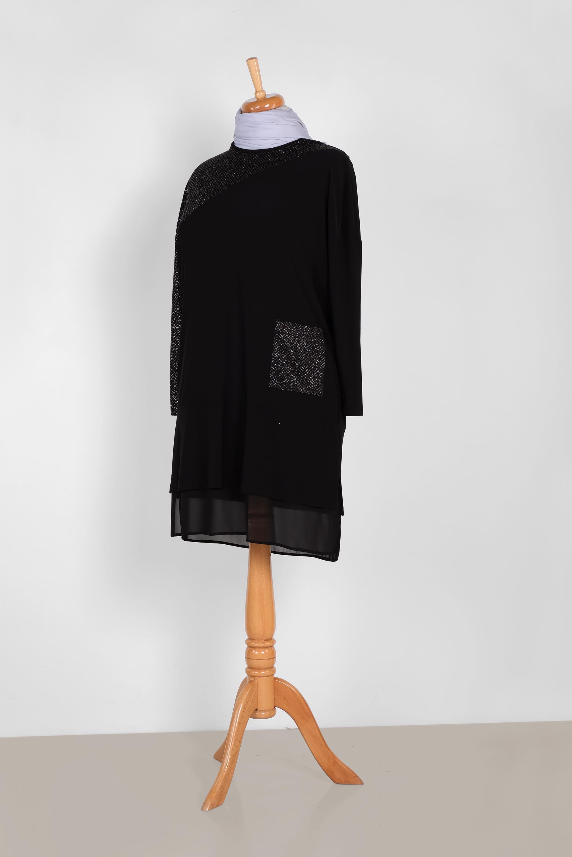 Tesettür giyim SİYAH SİMLİ TUNİK 2881