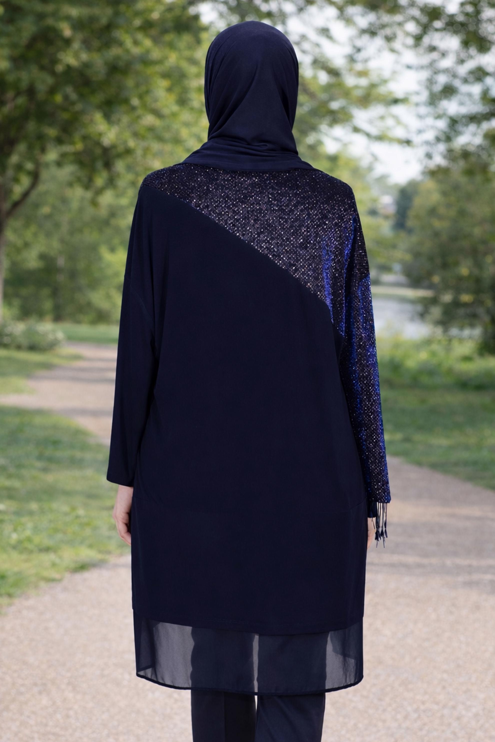 Tesettür giyim LACİVERT SİMLİ TUNİK 2881