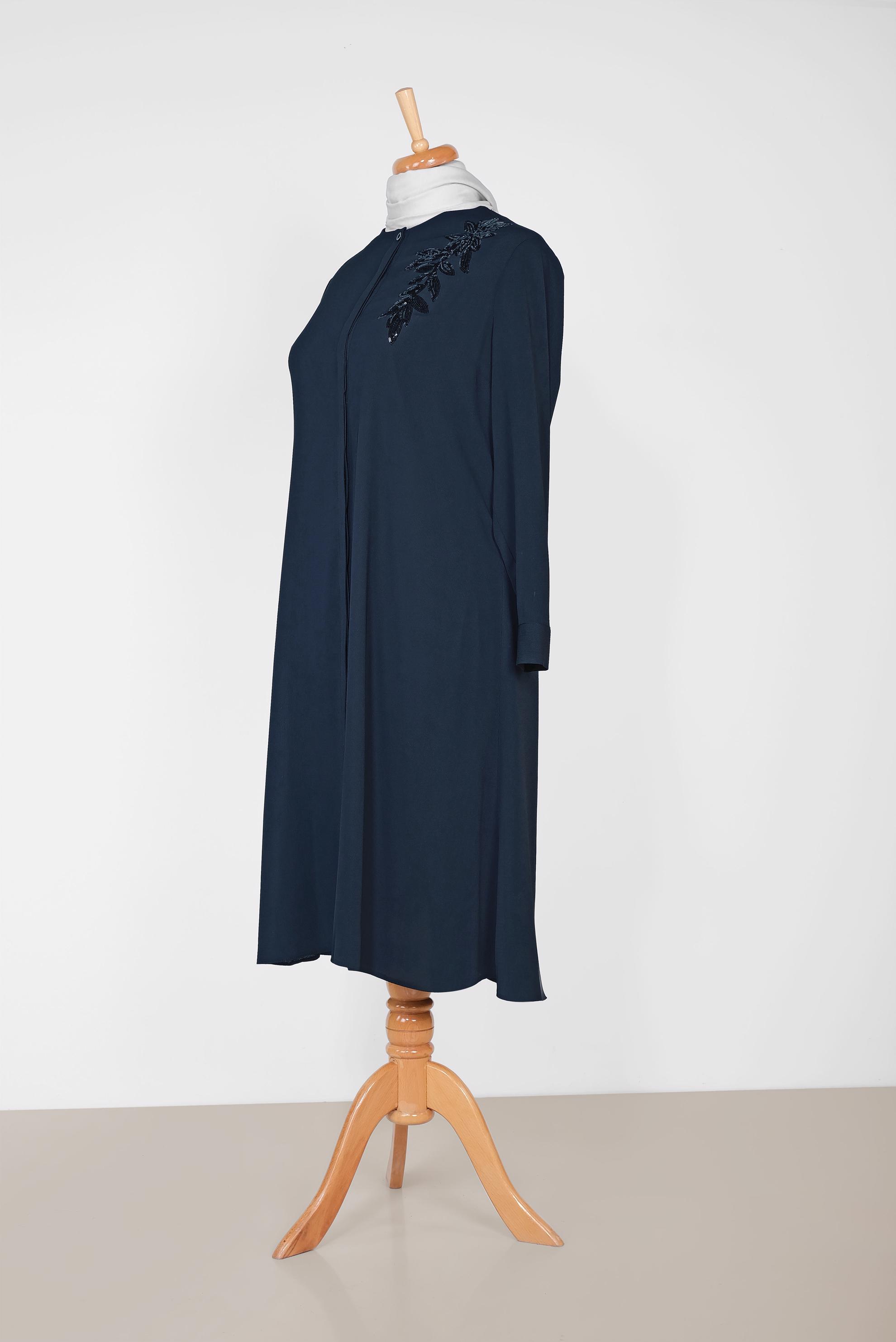 Tesettür giyim LACİVERT PULLU NAKIŞLI TUNİK 2885