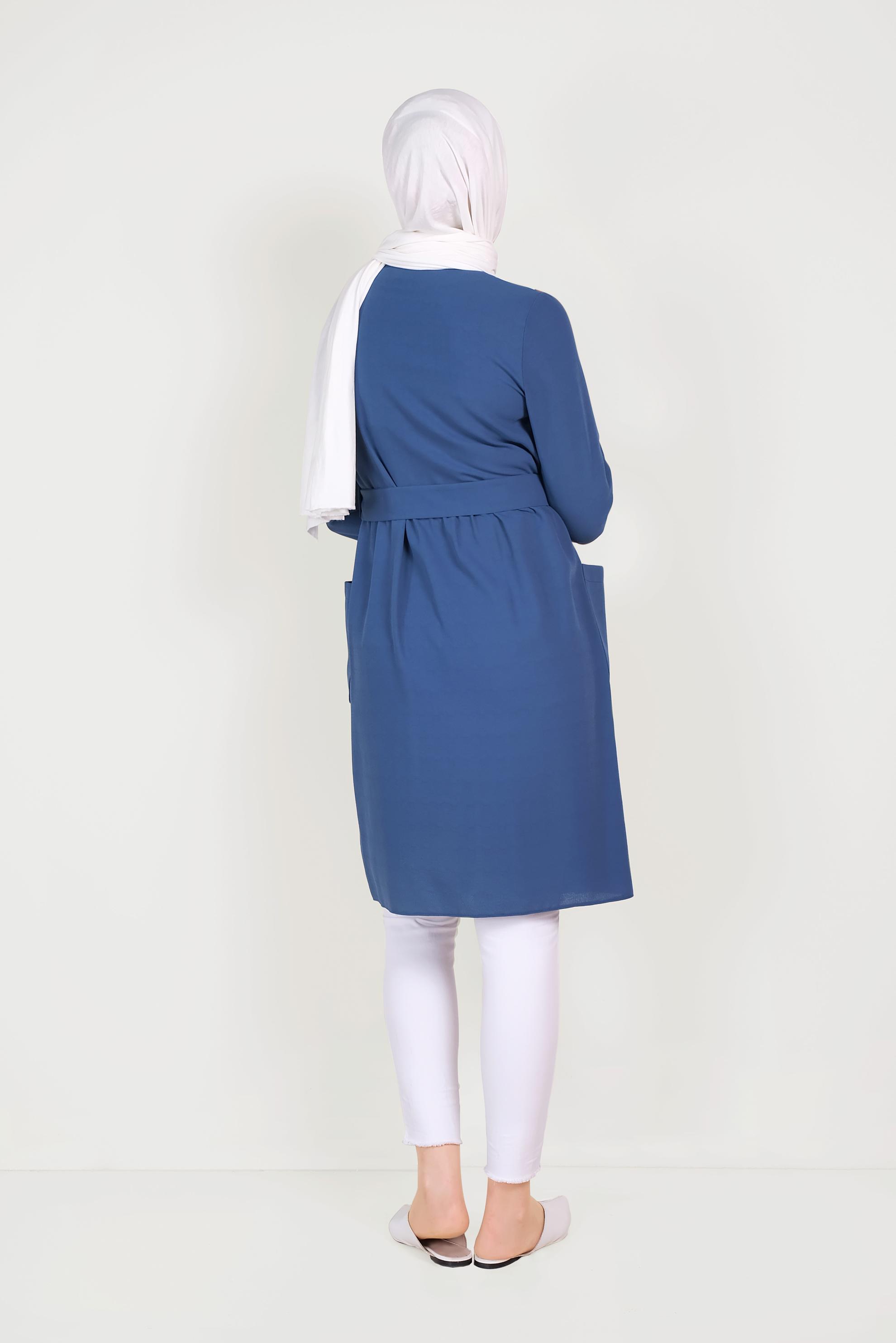 Tesettür giyim LACİVERT CEP DETAYLI DÜĞMELİ TUNİK 40151