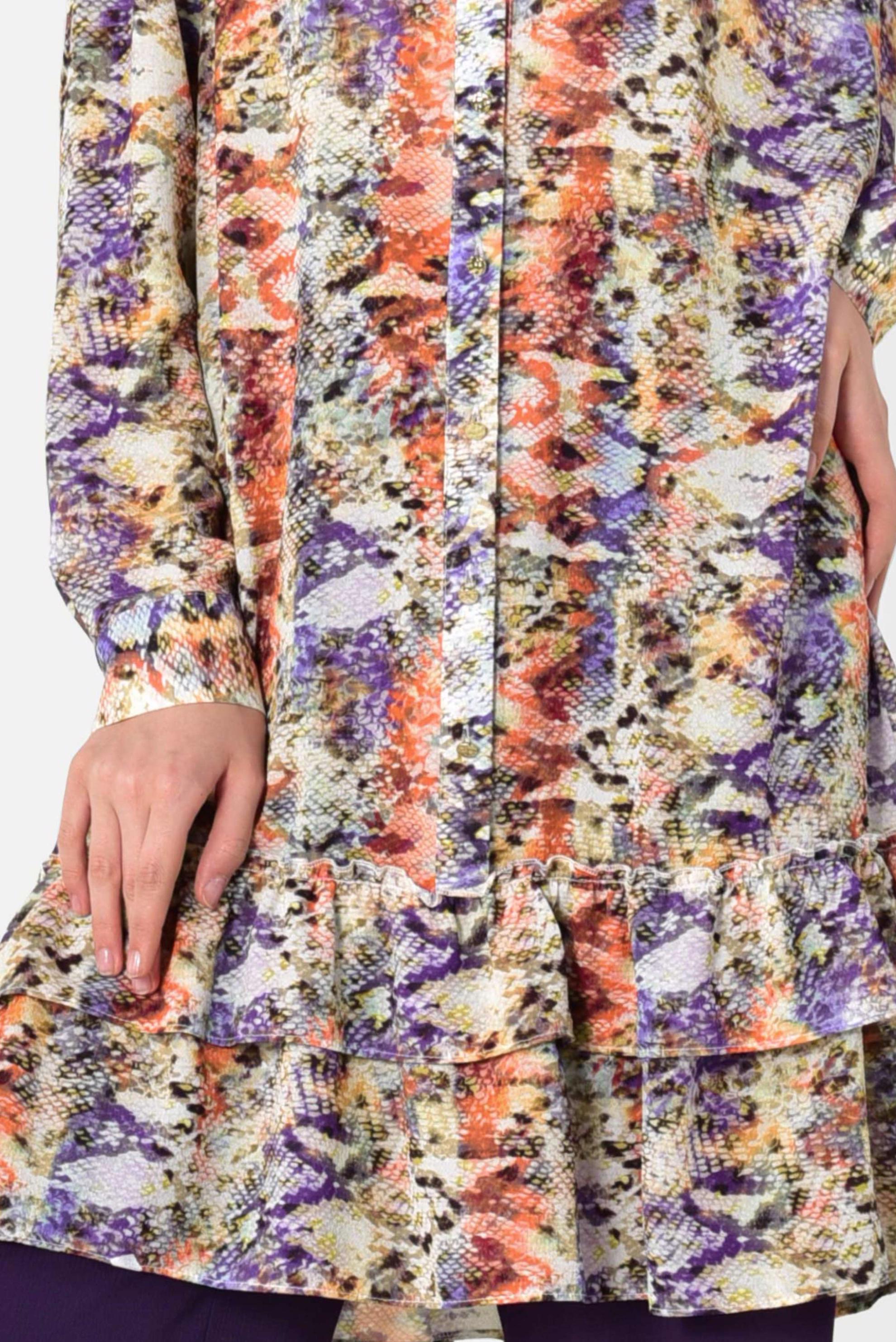 Tesettür giyim MOR RENKLİ DESENLİ TUNİK 4031