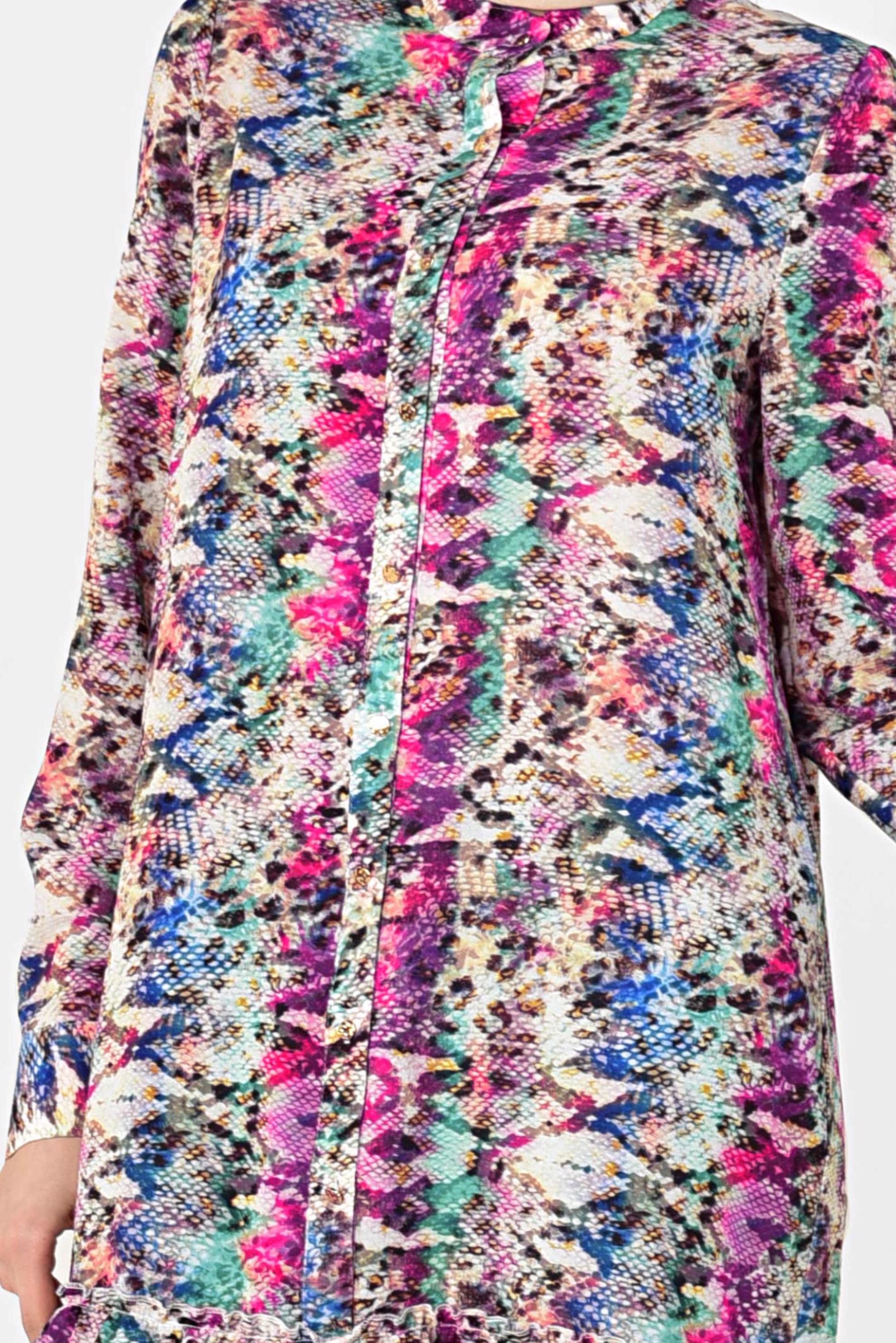 Tesettür giyim FUŞYA RENKLİ DESENLİ TUNİK 4031