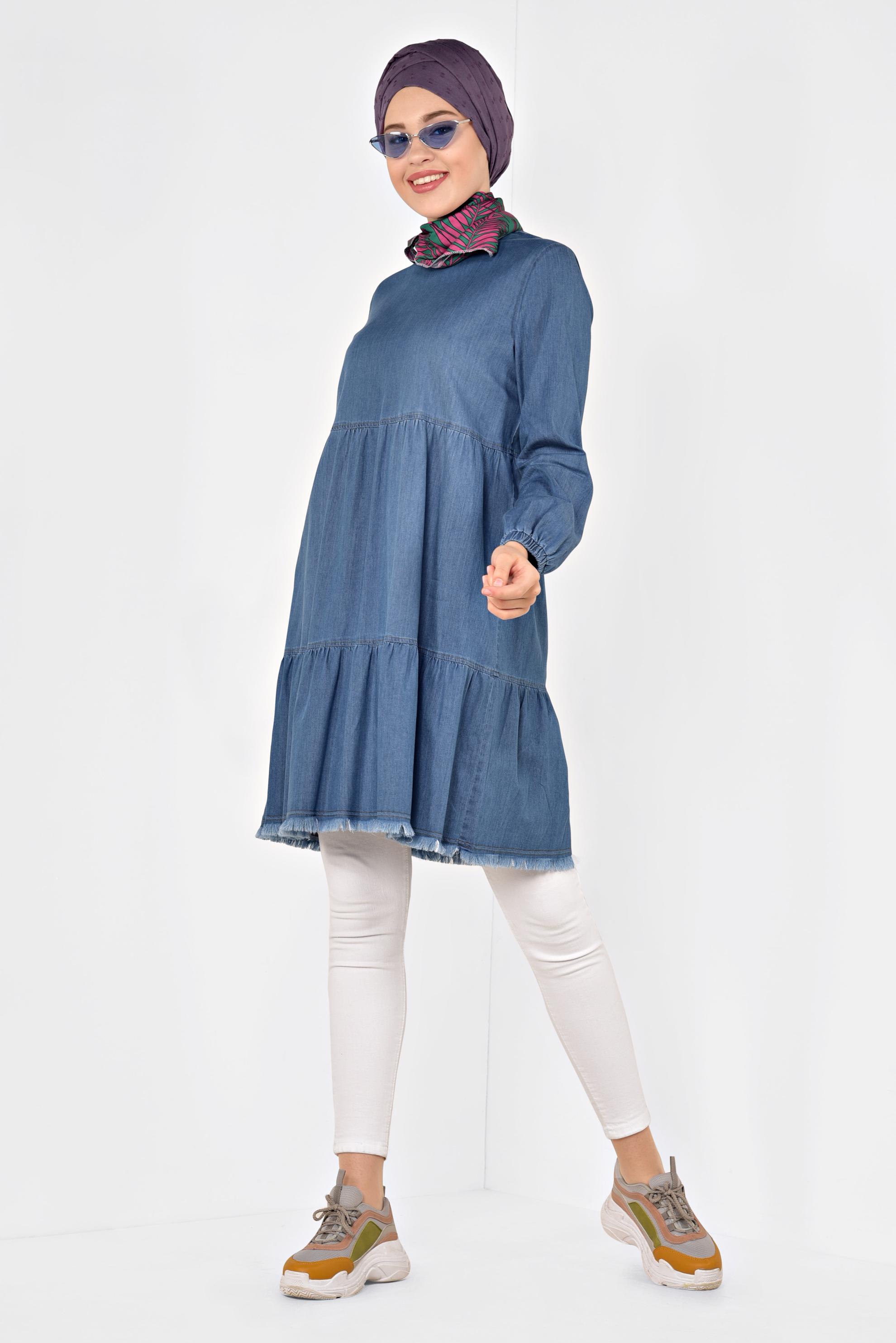 Hijab clothing NAVY BLUE 4032 DEREN TUNİK 36/42 TEK38