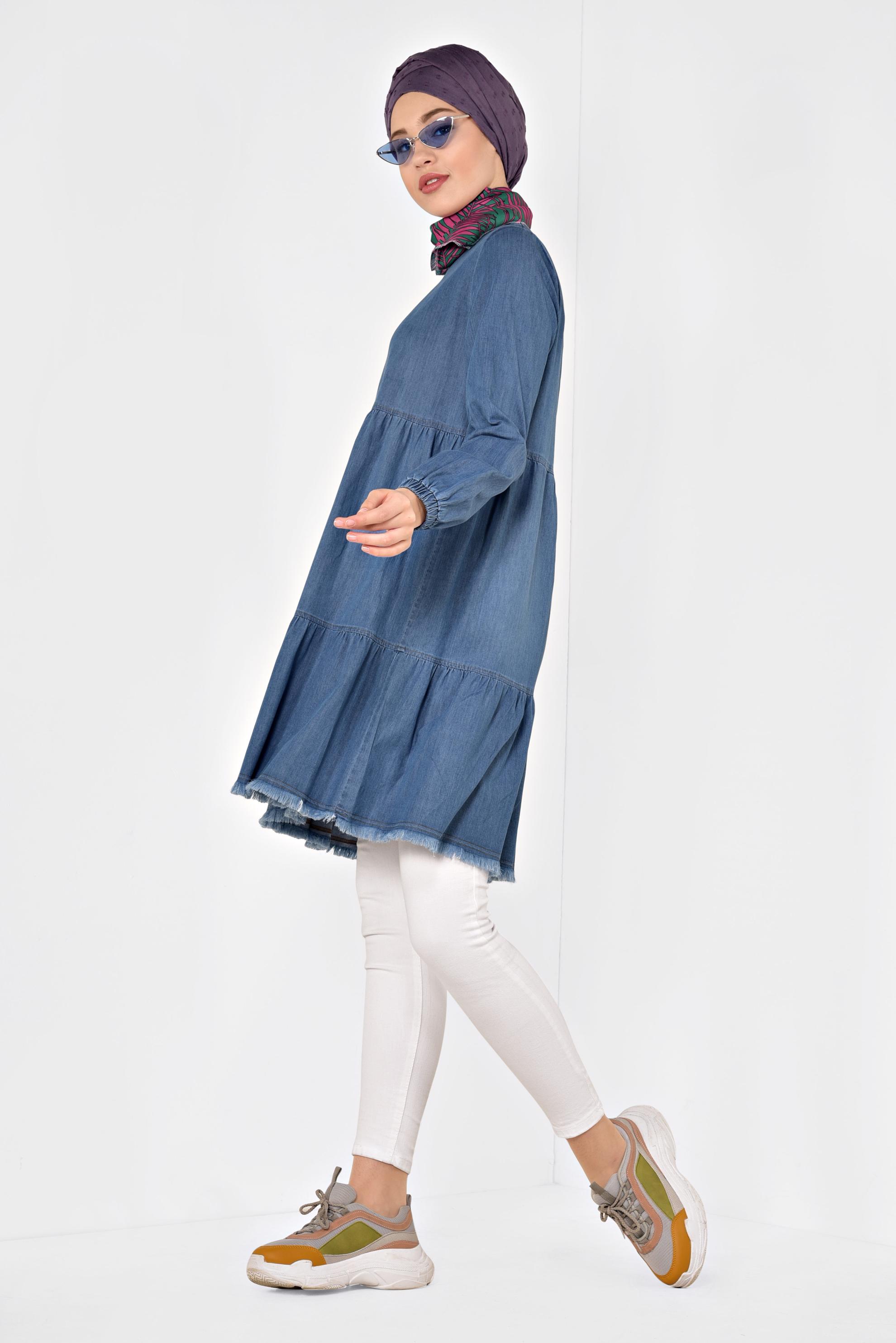 Hijab clothing NAVY BLUE 4032 DEREN TUNİK 36/42 TEK38