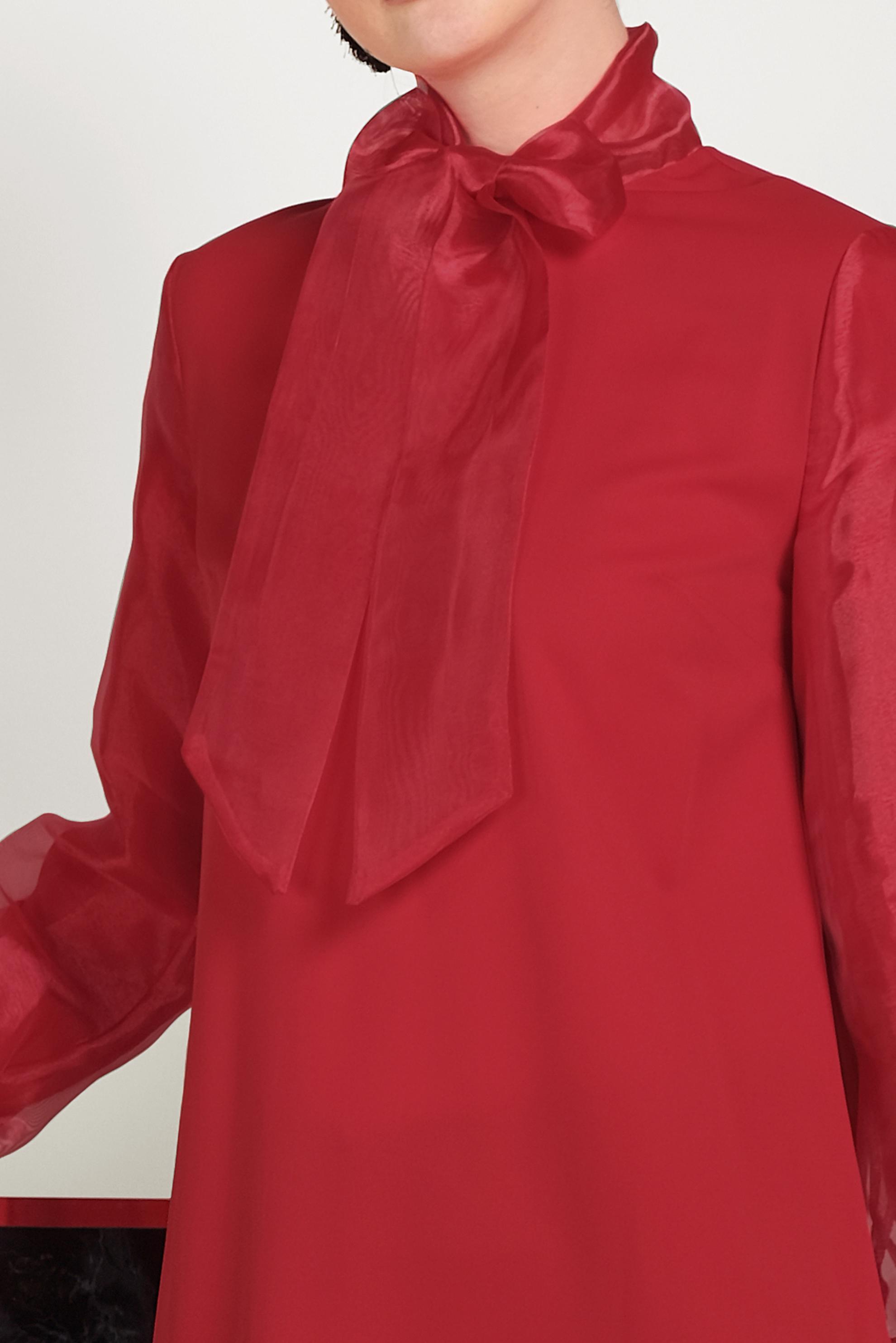 Tesettür giyim KIRMIZI TÜL DETAYLI TUNİK 40441