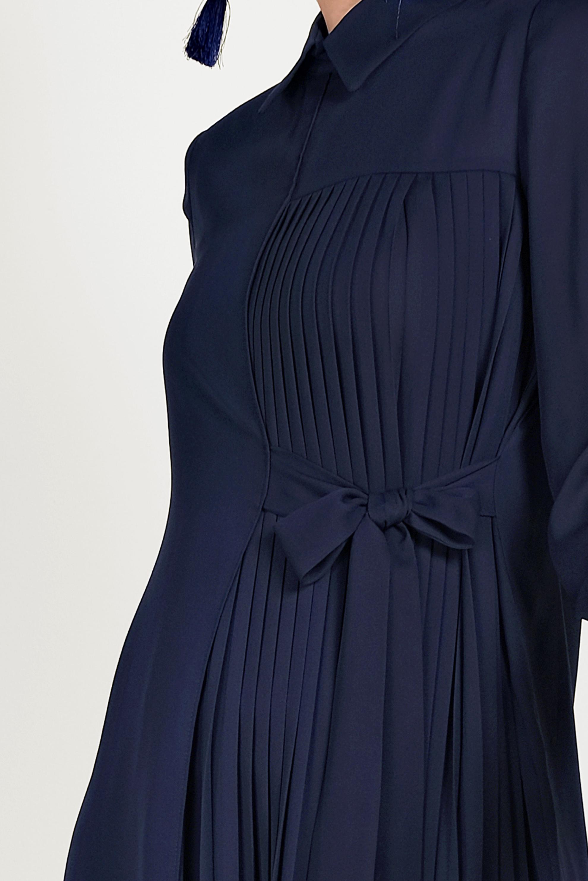 Tesettür giyim LACİVERT BAĞLAMA DETAYLI PİLİSELİ TUNİK 40445