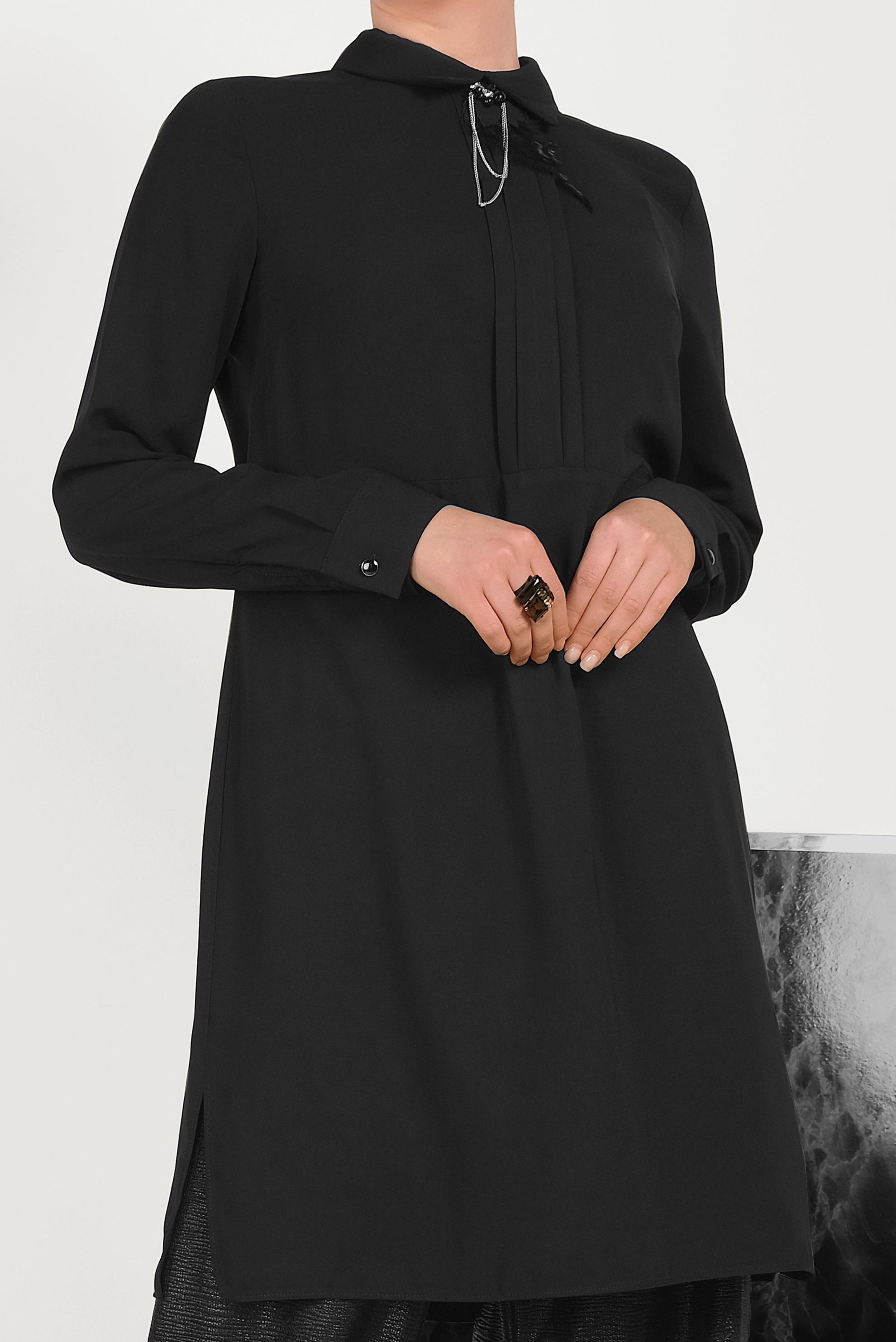 Tesettür giyim SİYAH YAKA DETAYLI KLASİK TUNİK 40446