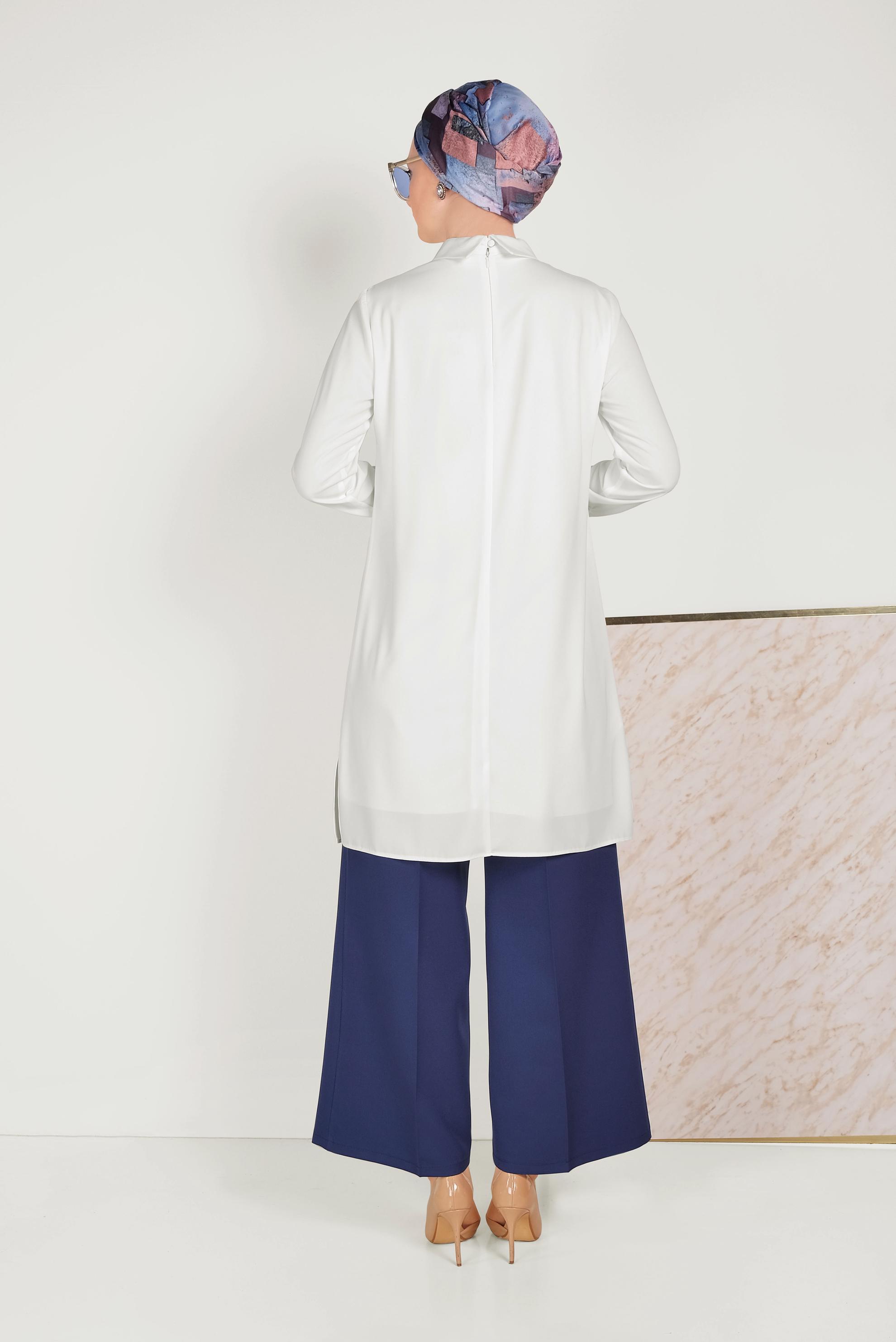 Tesettür giyim BEYAZ YAKA DETAYLI KLASİK TUNİK 40446