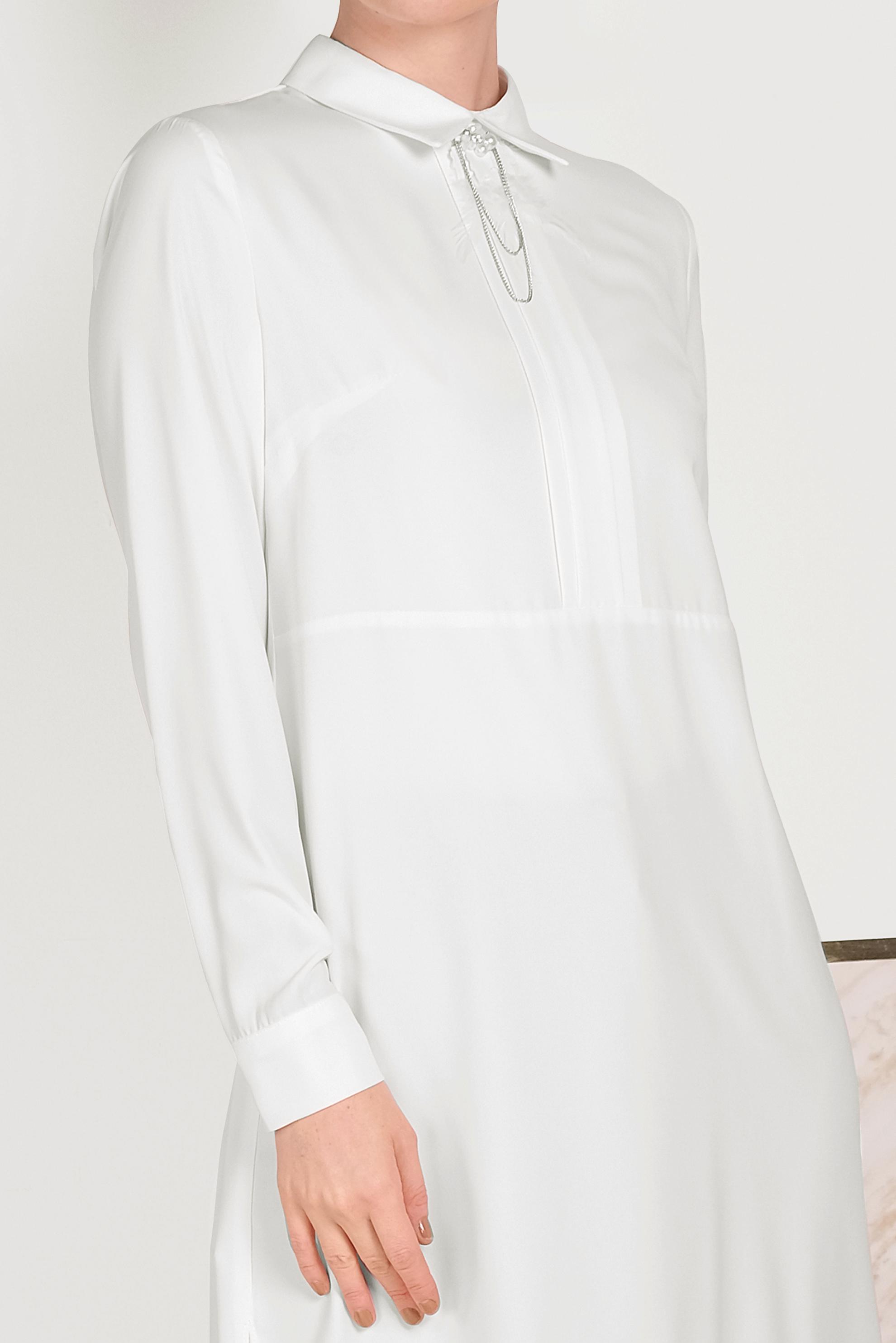 Tesettür giyim BEYAZ YAKA DETAYLI KLASİK TUNİK 40446