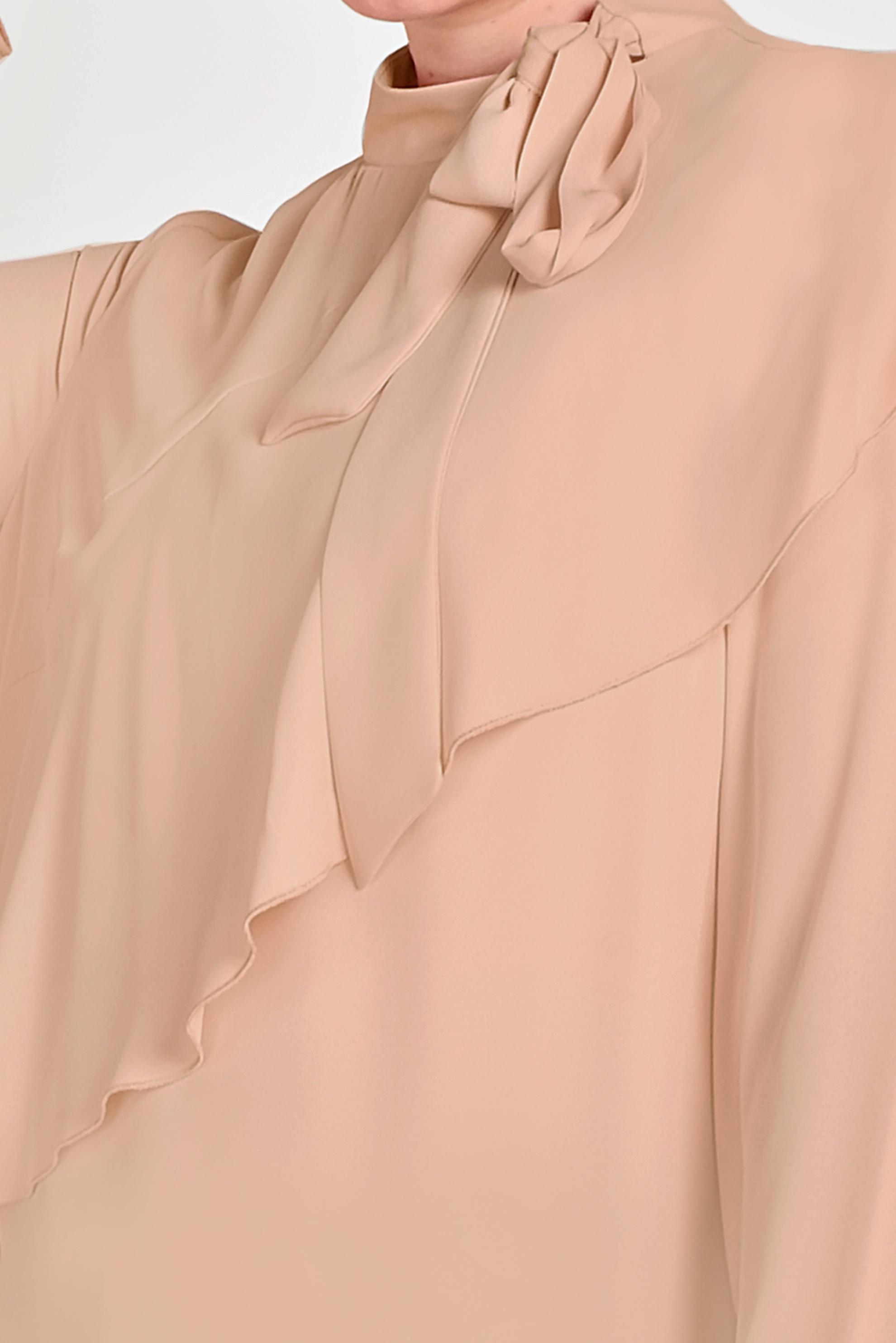 Tesettür giyim PUDRA BOYUNDAN BAĞLAMALI ASİMETRİK TUNİK 40447