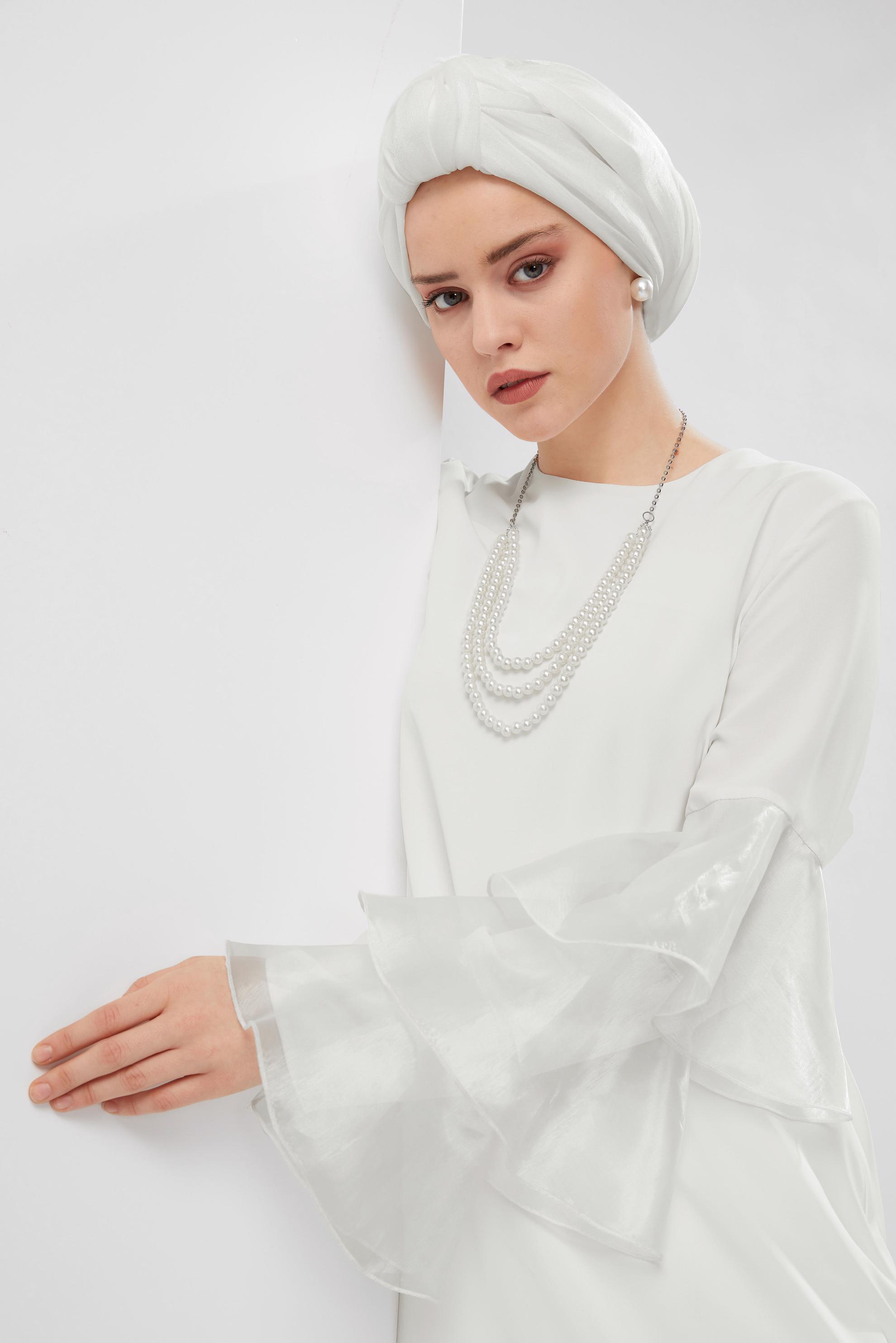 Tesettür giyim BEYAZ GENİŞ KOLLU TUNİK 40448