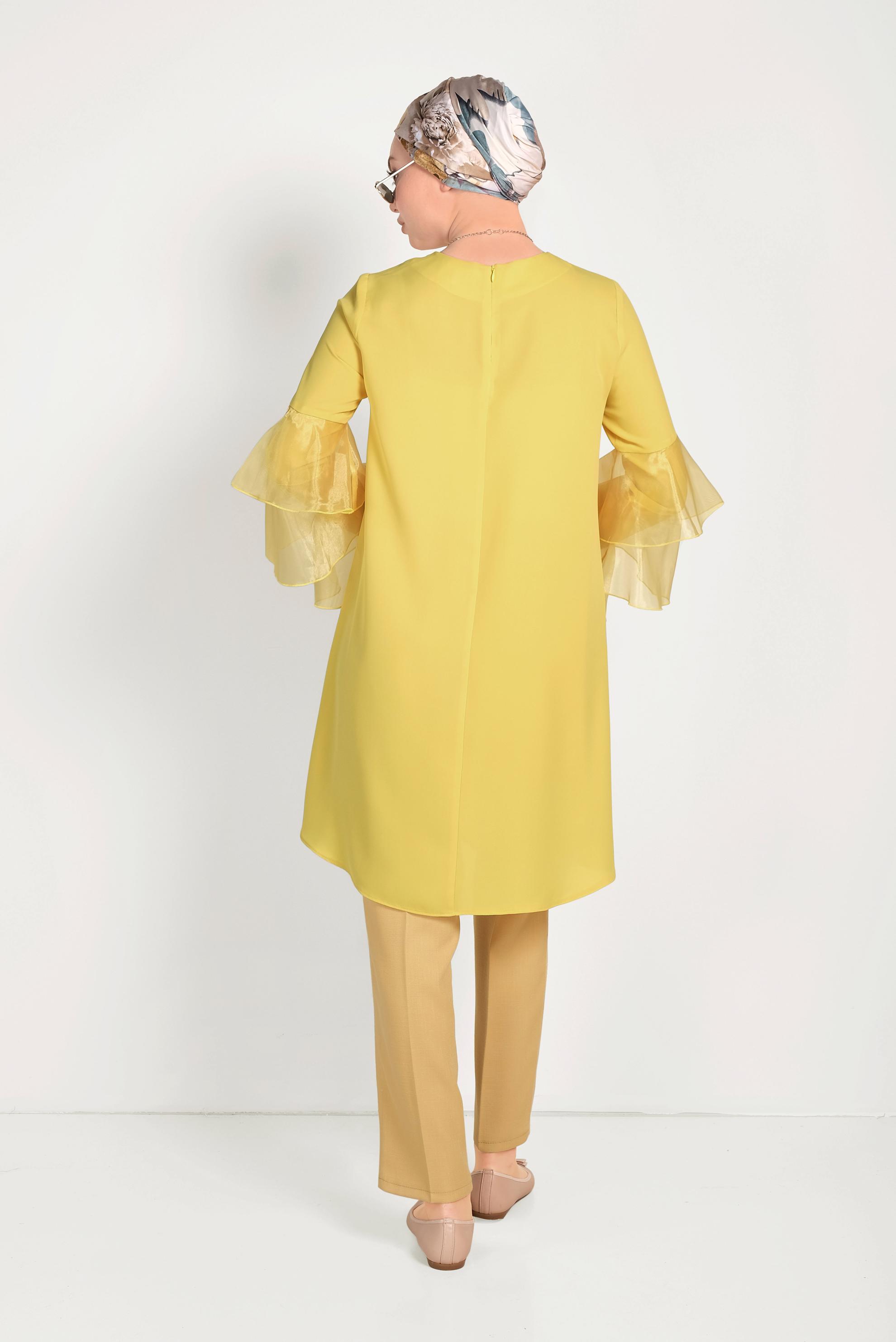 Tesettür giyim SARI GENİŞ KOLLU TUNİK 40448