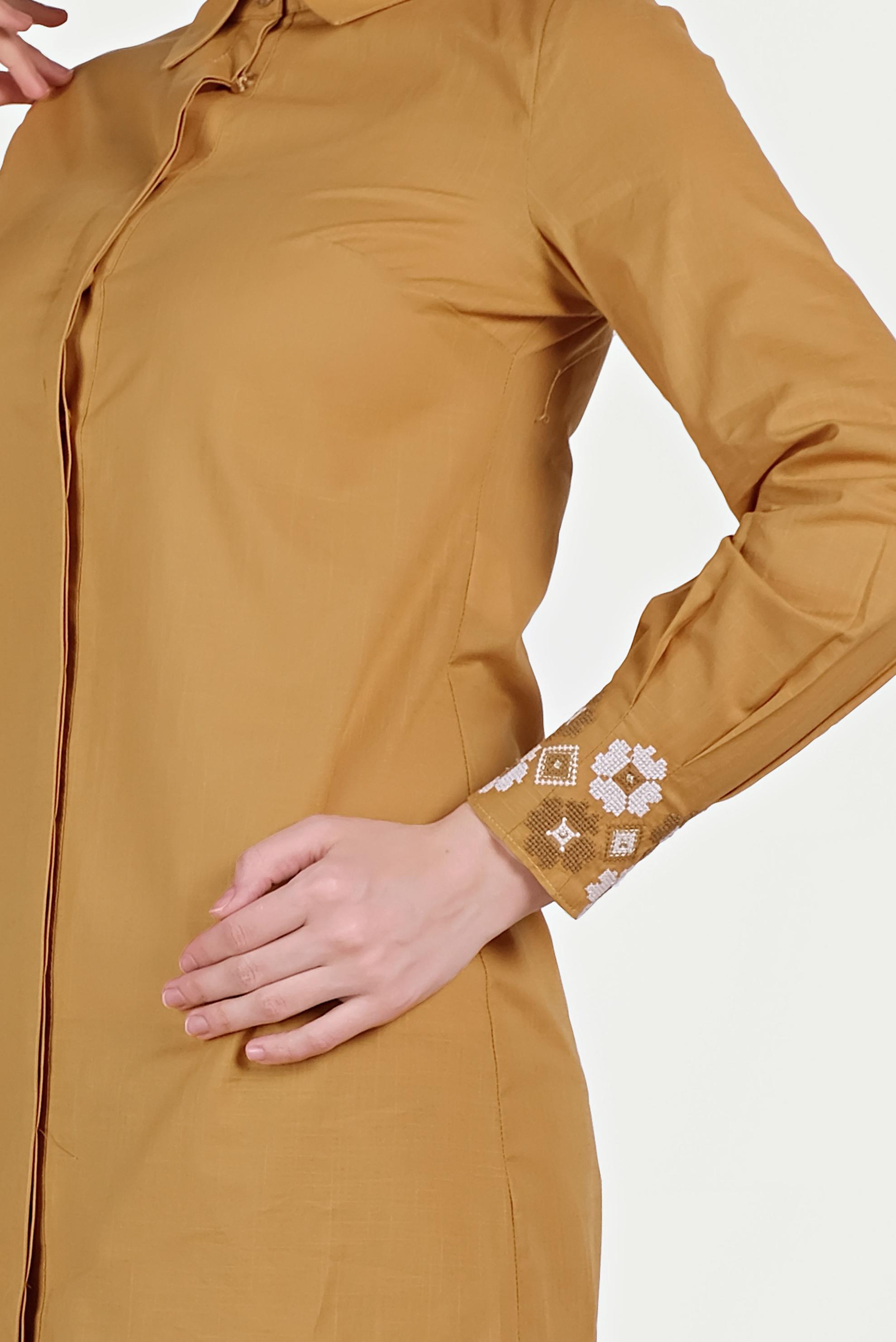 Tesettür giyim SARI PAMUKLU NAKIŞLI TUNİK 40449