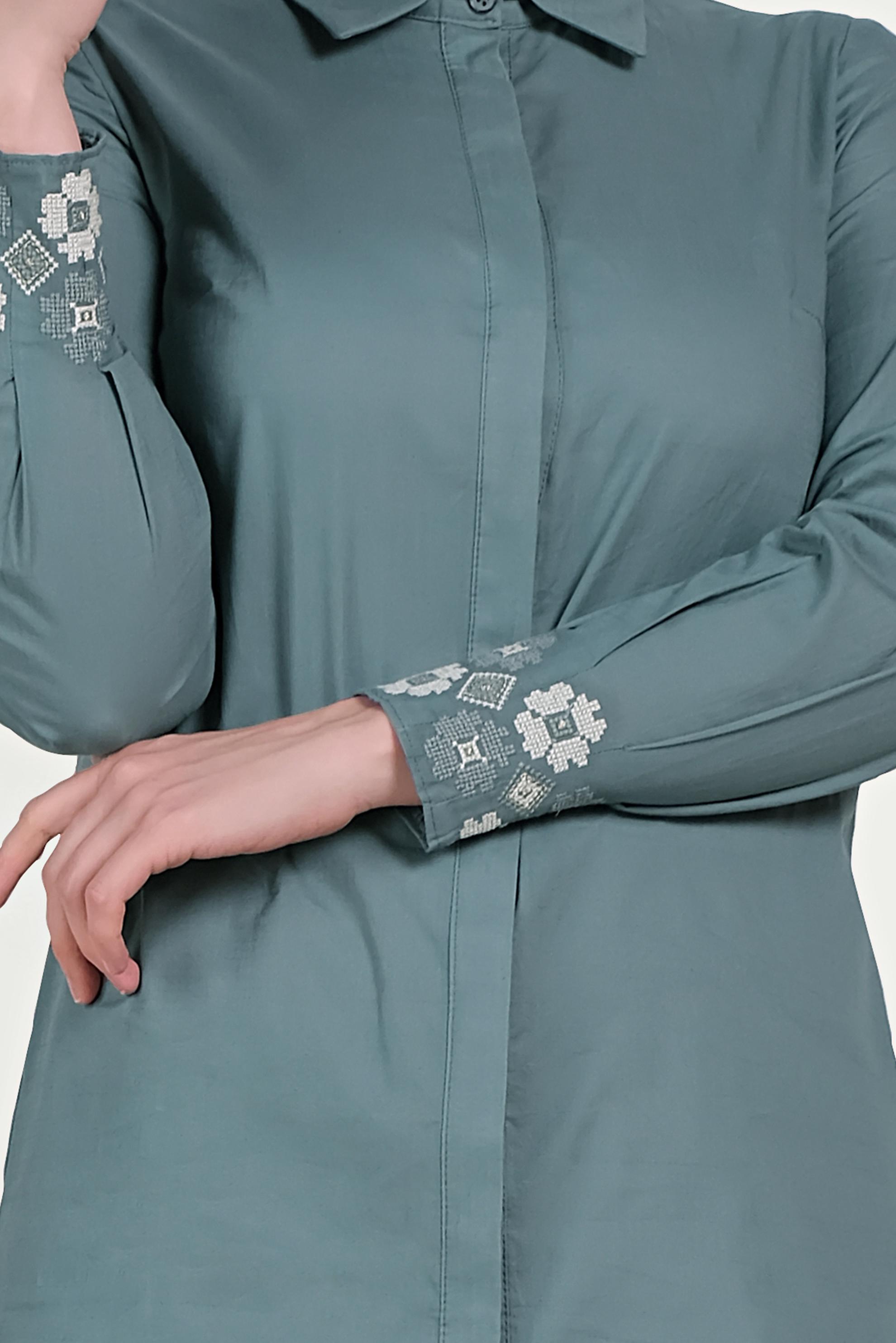 Tesettür giyim MAVİ PAMUKLU NAKIŞLI TUNİK 40449