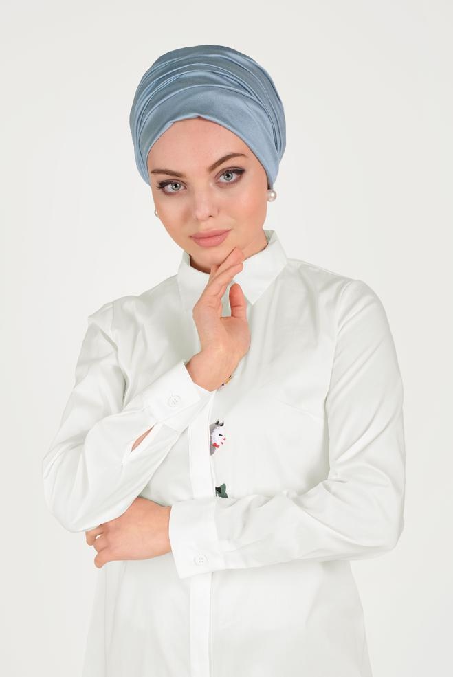 Vêtements hijab  TUNIQUE EN COTON BRODÉ À FIGURE CHATS 40450 - ALVİNA