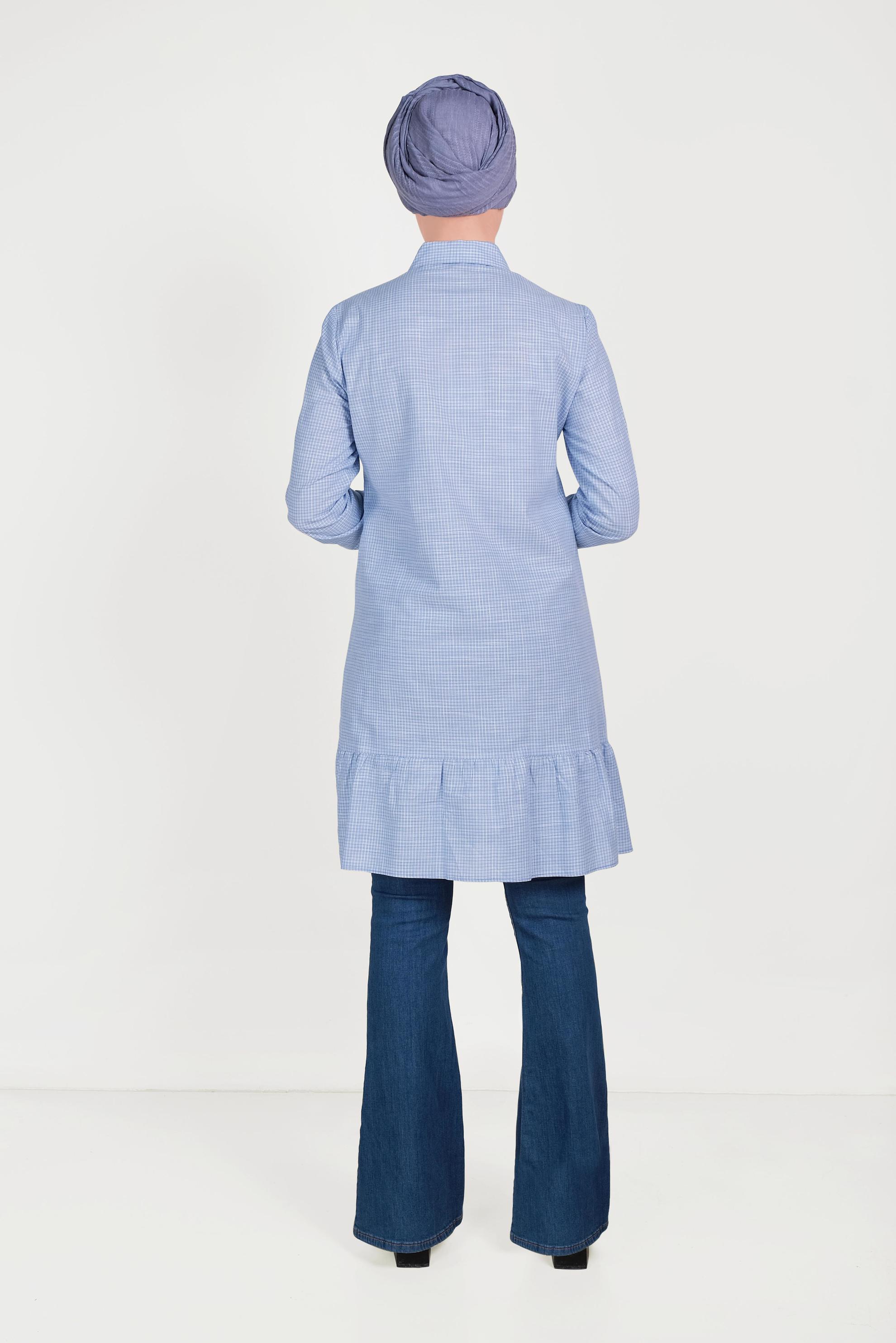 Tesettür giyim MAVİ PUL PAYETLİ TUNİK 40451