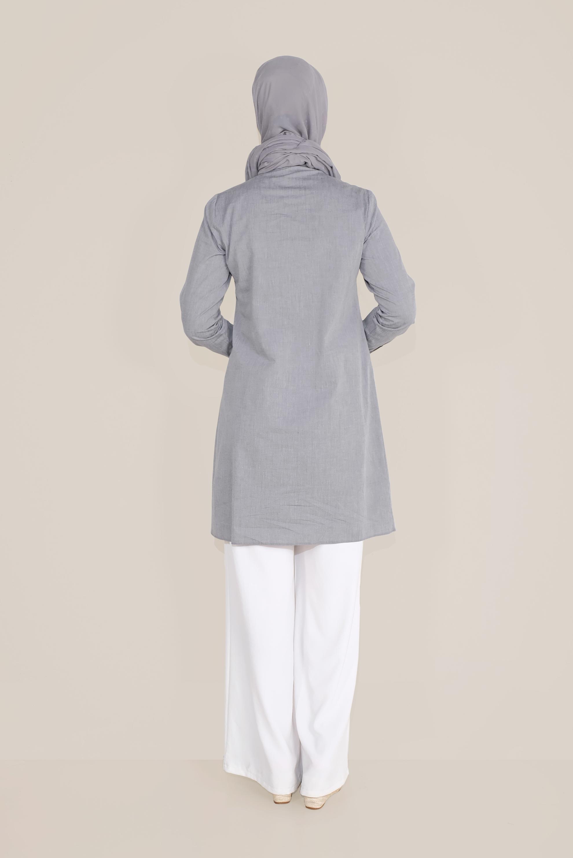 Tesettür giyim SİYAH YAKASI NAKIŞLI TUNİK 40452