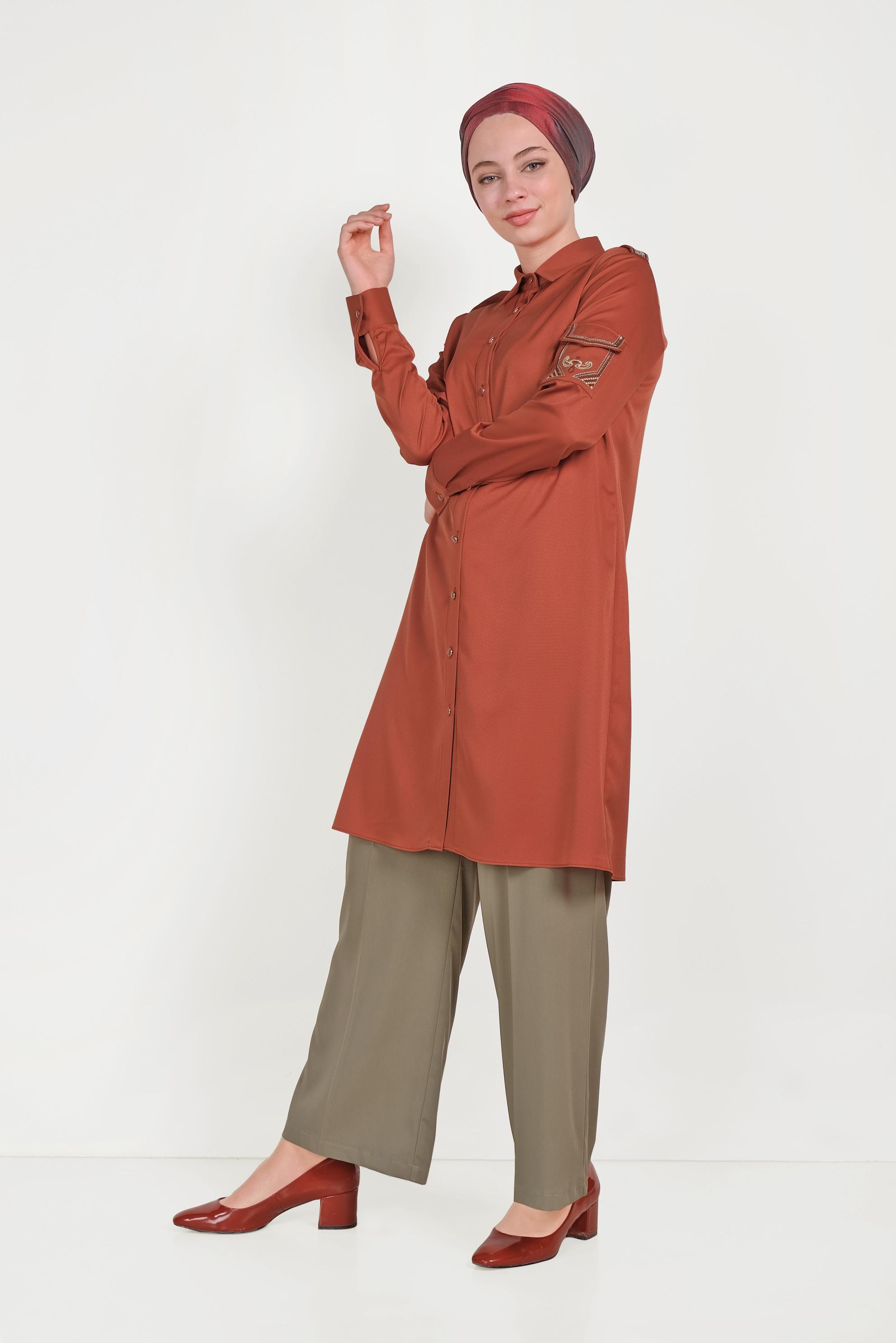 Hijab clothing ORANGE BUTTONED TUNIC 40453 