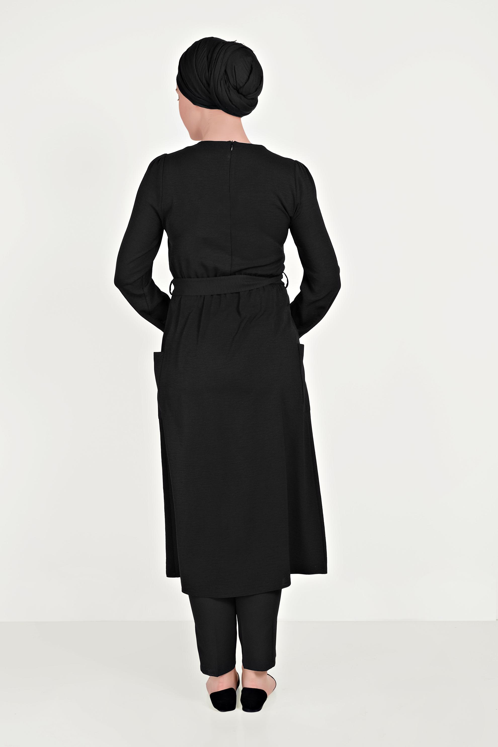 Hijab clothing BLACK ASYMMETRIC TUNIC WITH POCKETS 40456