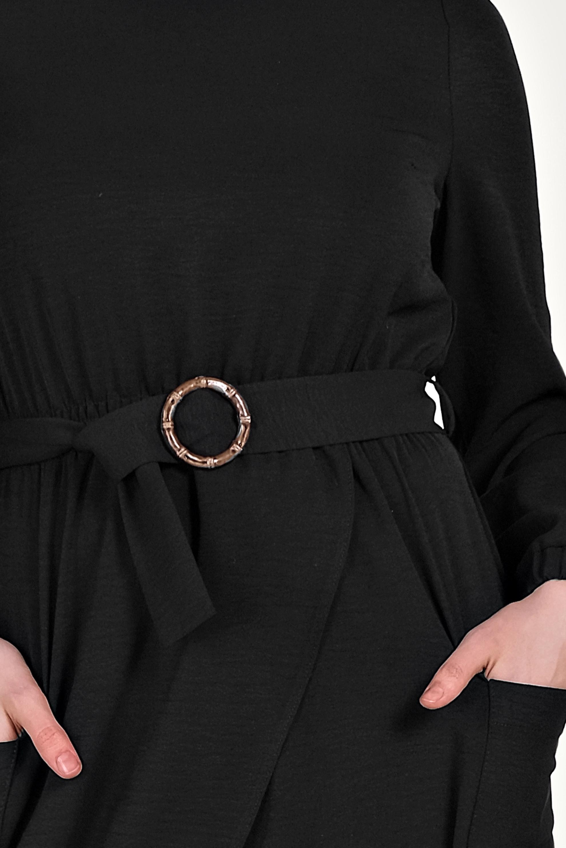 Hijab clothing BLACK ASYMMETRIC TUNIC WITH POCKETS 40456