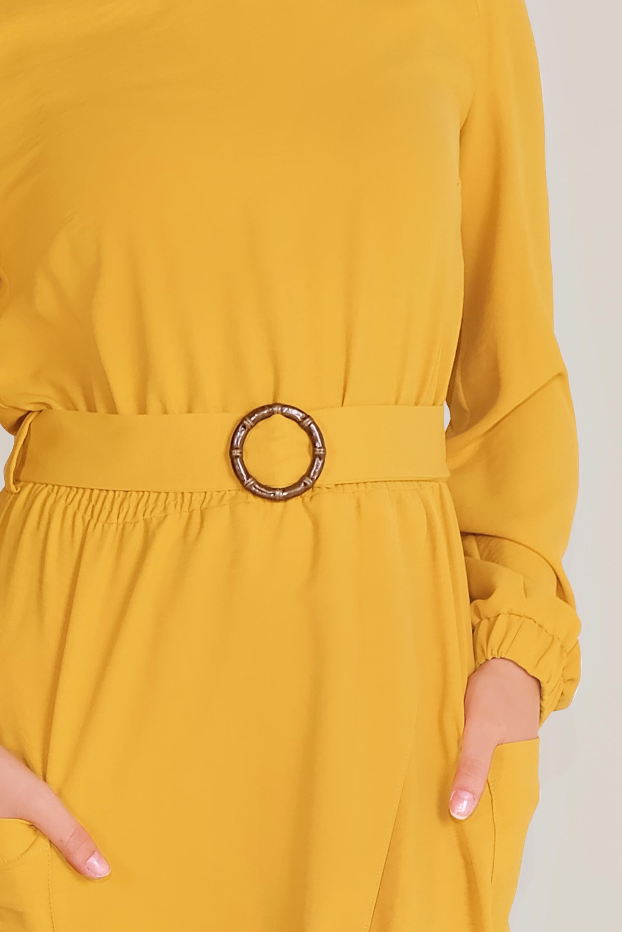 Tesettür giyim SARI CEPLİ ASİMETRİK TUNİK 40456