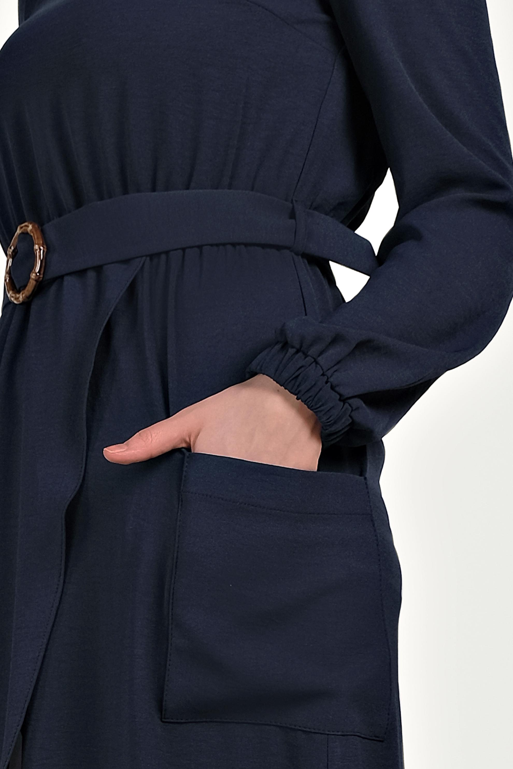 Tesettür giyim LACİVERT CEPLİ ASİMETRİK TUNİK 40456