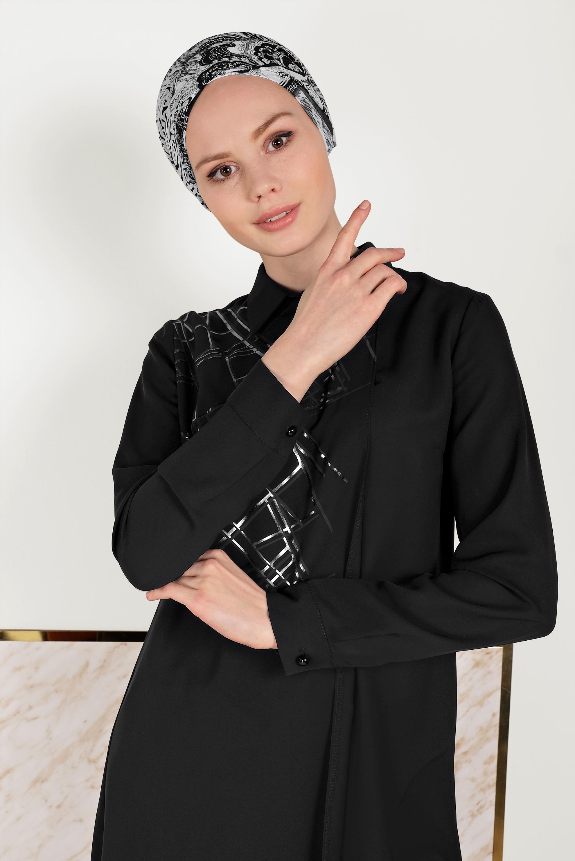 Tesettür giyim SİYAH YALDIZ DETAYLI TUNİK 40469