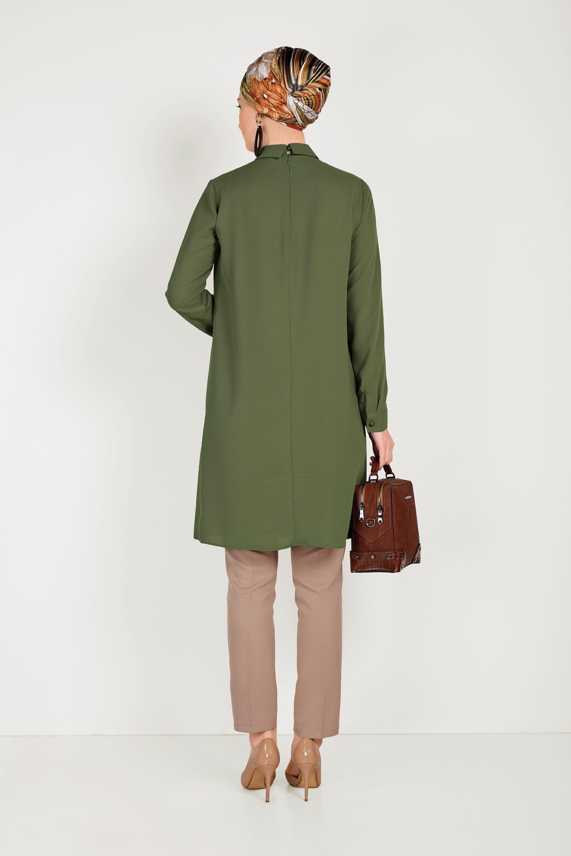 Tesettür giyim HAKİ YALDIZ DETAYLI TUNİK 40469