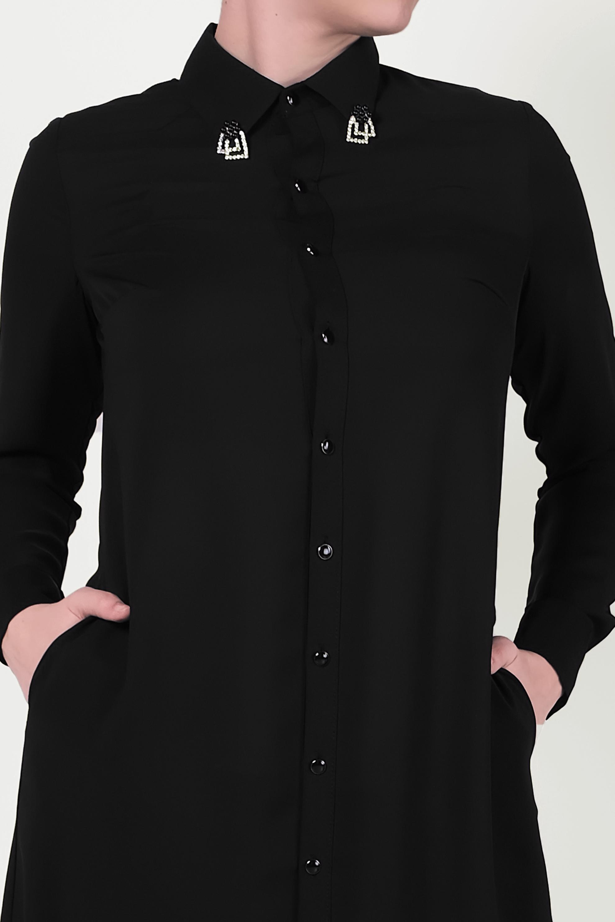 Tesettür giyim SİYAH YAKASI TAŞLI TUNİK 40471